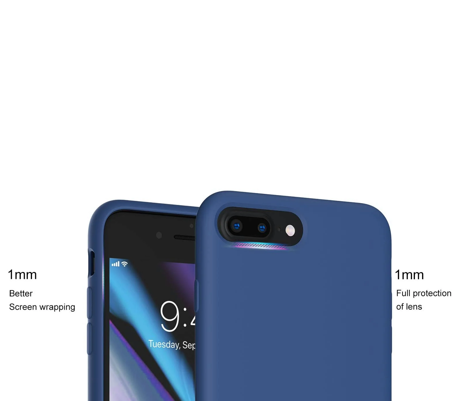 DL3 Mobilak Liquid Silicone Protective Case for iPhone 7 Plus / iPhone 8 Plus with Camera Protection and Microfiber Lining - Blue