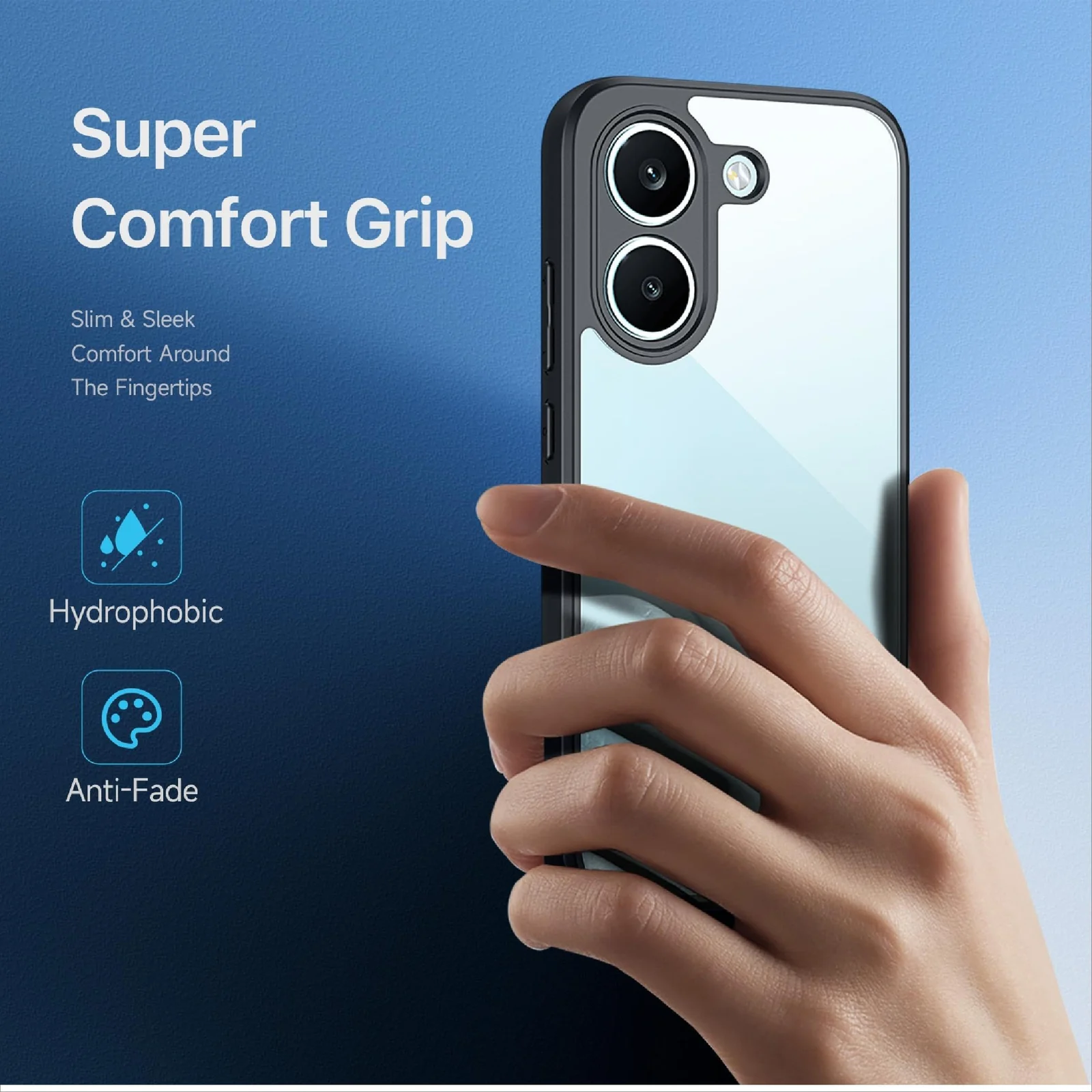 MOBIGON Anti-Yellowing Shockproof Transparent Phone Case for Xiaomi POCO X8 Pro 5G, Black