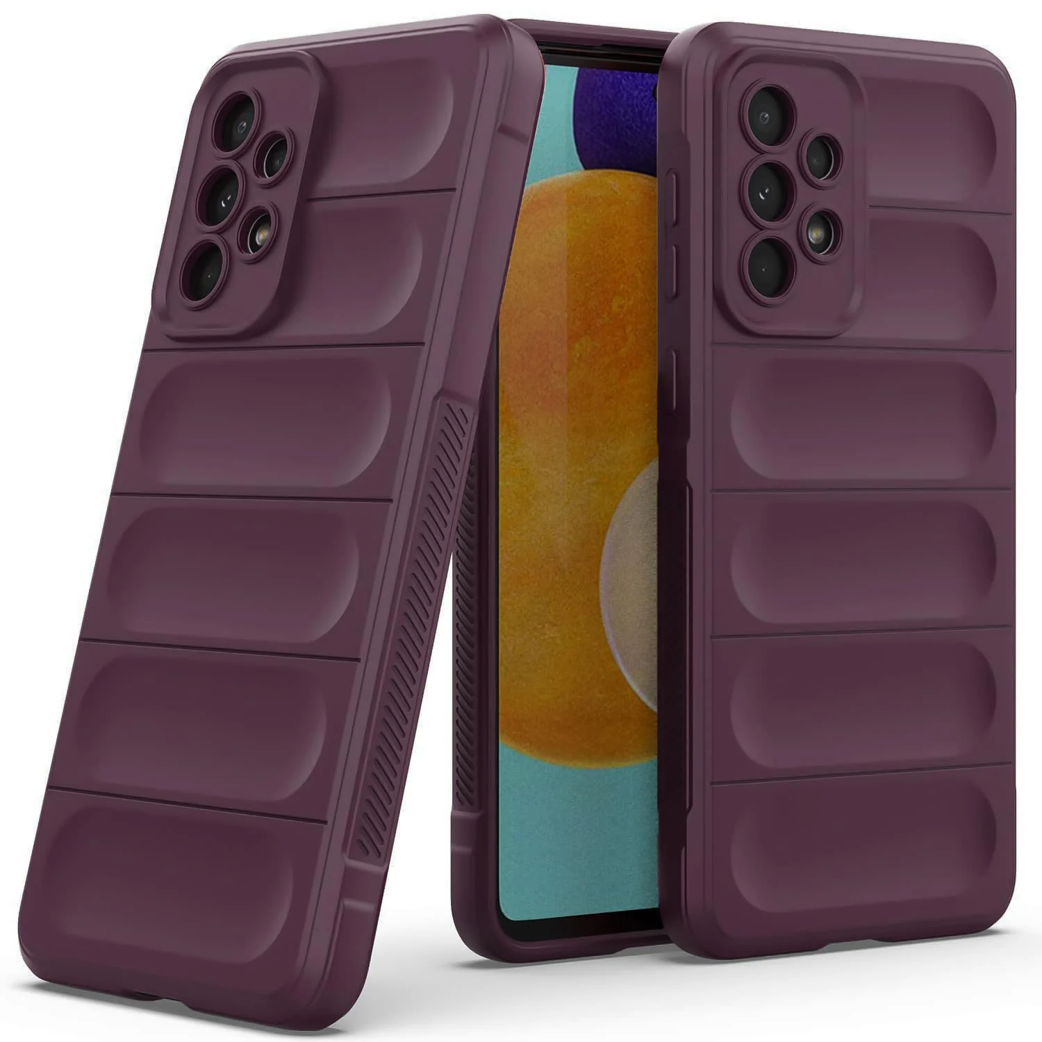 DL3 Mobilak Flexible Silicone and TPU Protective Case with Camera Protection for Samsung Galaxy A73 5G - Wine Red