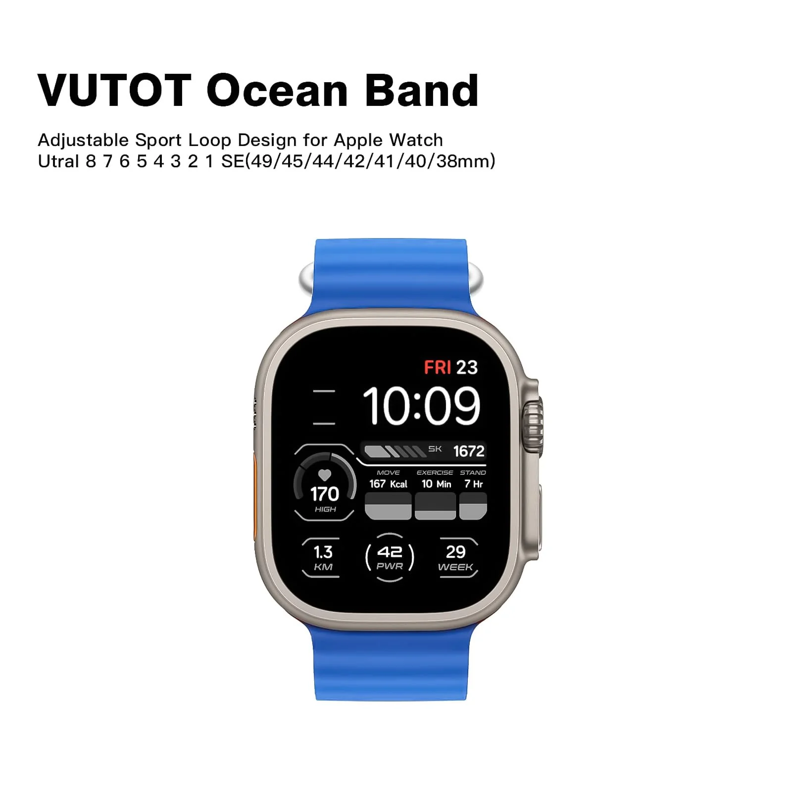DL3 Mobilak Ocean Band For Apple Watch Band 49mm 45mm 44mm 42mm 41mm 40mm 38mm Men Women, Soft Silicone Sport Band Strap for iWatch Series 9 8 7 SE 6 5 4 3 2 1 (Ocean, 42MM/44MM/45MM/49MM) - Ocean Blue