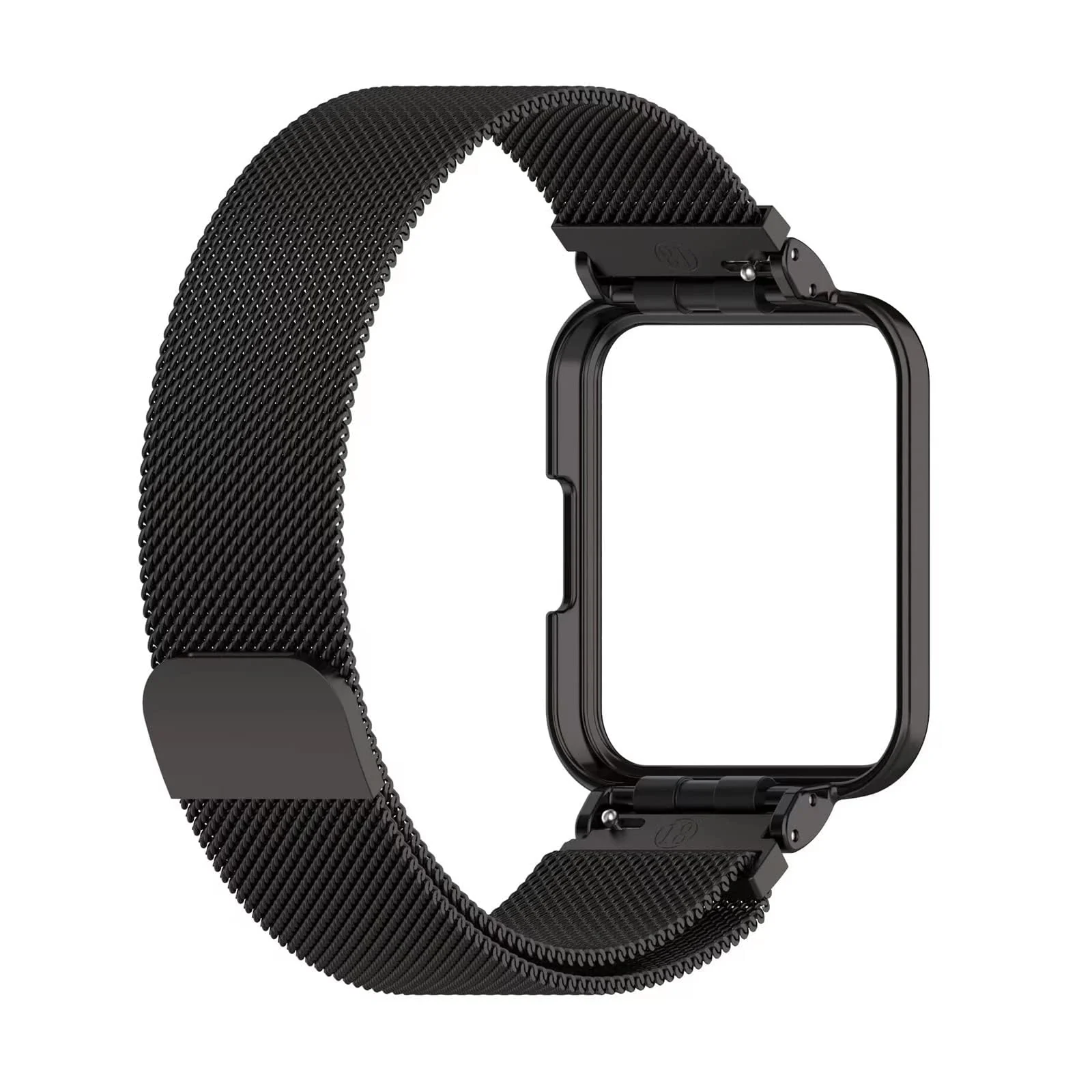 DL3 Mobilak Strap For Xiaomi Redmi Watch 2 Lite/Poco Watch/Redmi Watch 2 / Horloge 2, Magnetic Metal Stainless Steel Adjustable Wristbands Breathable Watch Band With Frame Metal - Black