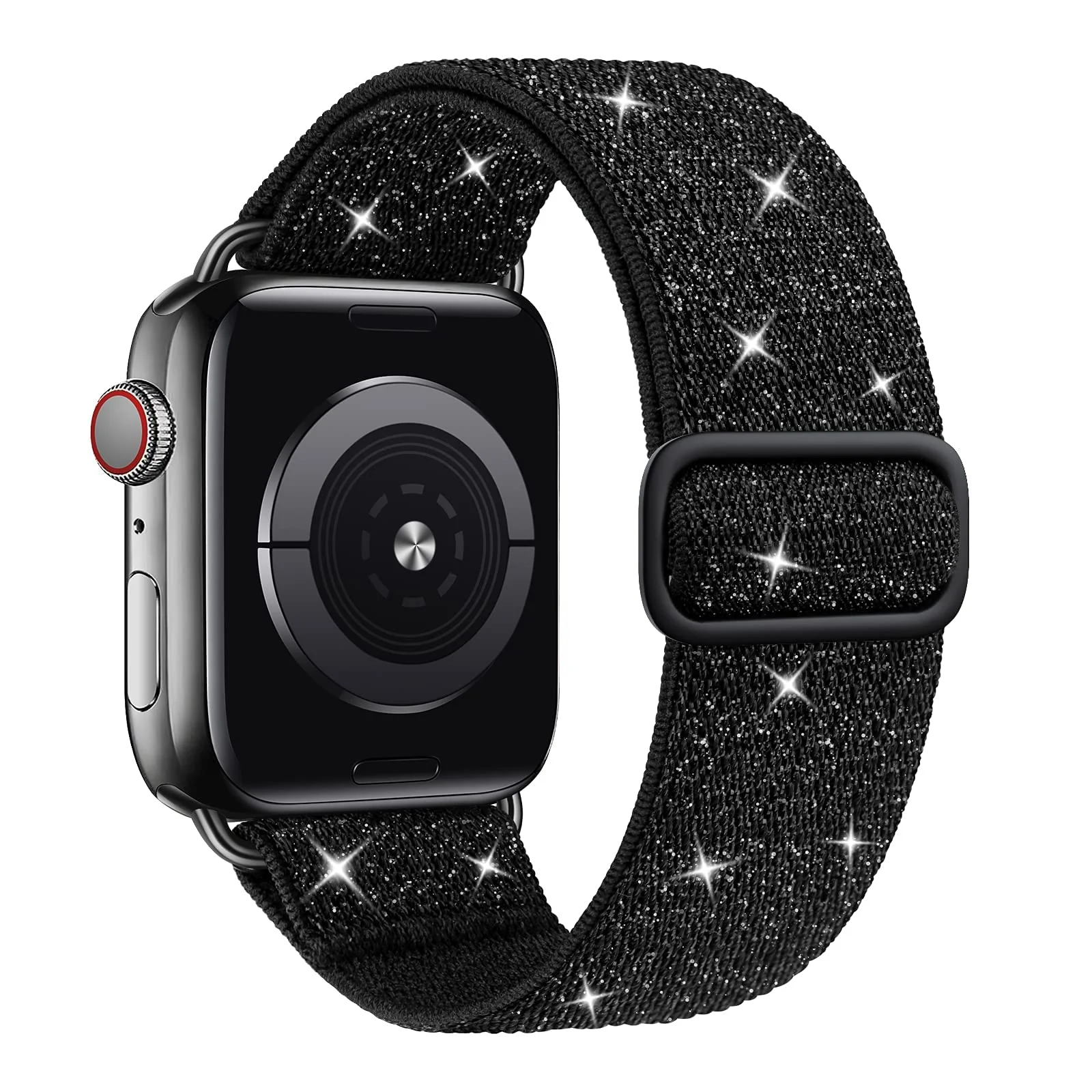 DL3 Mobilak Nylon Solo Loop Stretchy Straps For Apple Watch Band 49mm 45mm 44mm 42mm 41mm 40mm 38mm, Elastic Wristbands for Series 8 Ultra 7 6 5 4 3 2 1 Se (Shiny, 42MM/44MM/45MM/49MM) - Shiny Black
