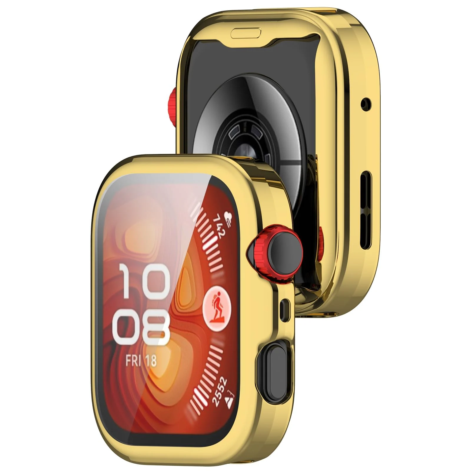 DL3 Mobilak Protective Case compatible with Huawei Watch Fit 4, All-around Flexible TPU Case with Built-in Screen Protector, Soft Frame & Shockproof Cover For Huawei Watch Fit 4 - Gold