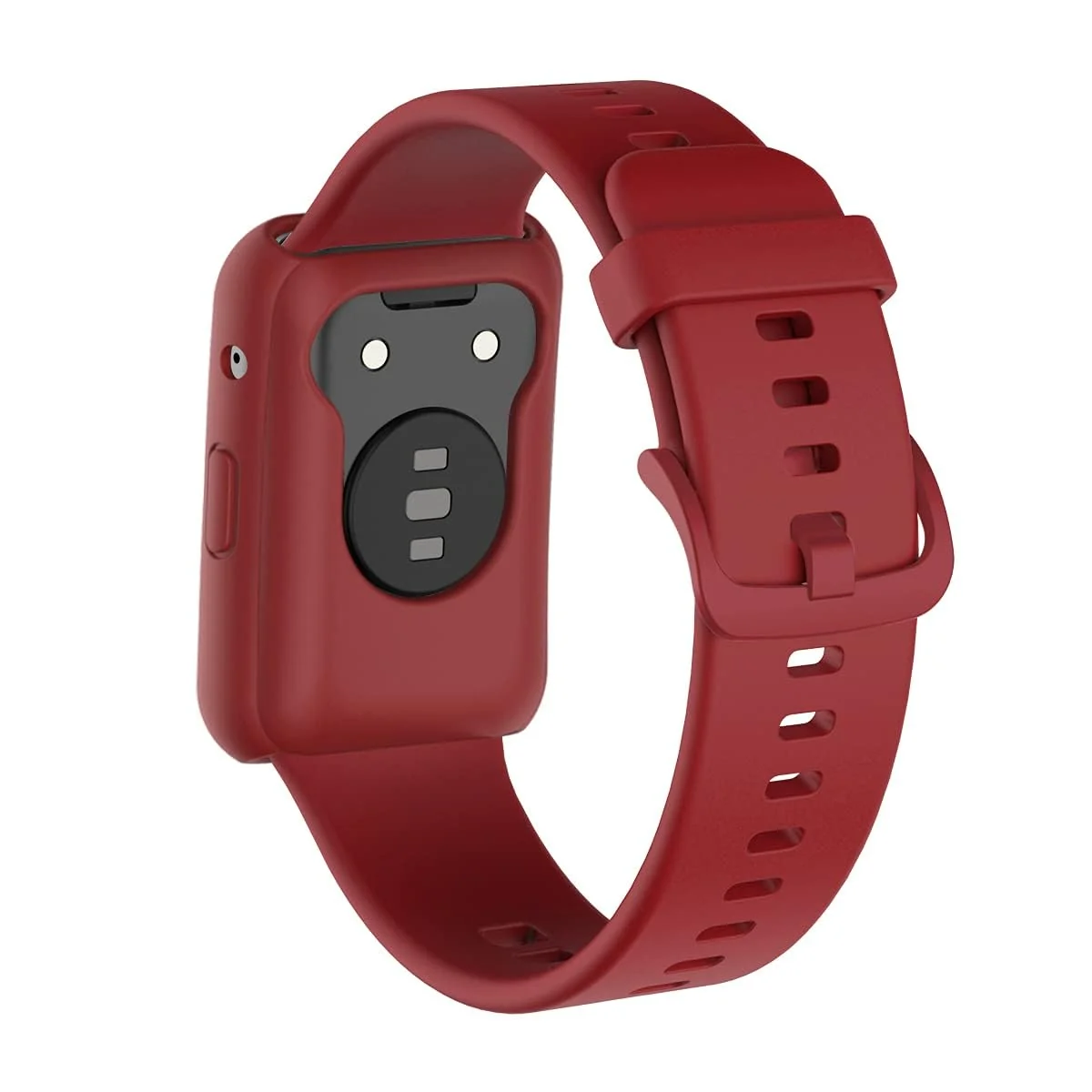 DL3 MOBILAK Bands Replacement and case for Huawei Watch Fit, Band for Women Men,Silicone Quick Release Soft Rubber Replacement Watch Band - Dark Red