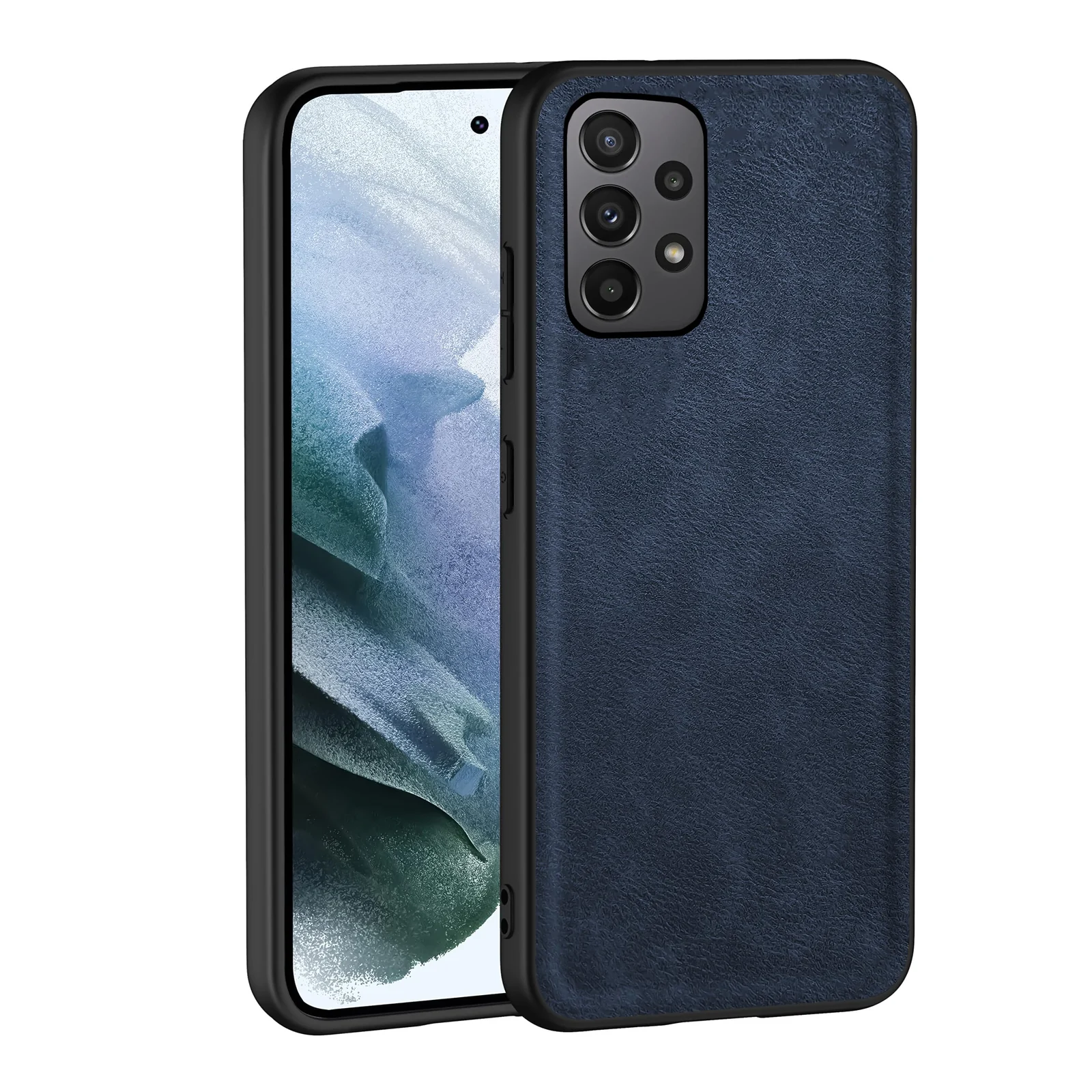 Dl3 Mobilak Case for Samsung Galaxy A23 Leather Case,Anti-Drop, Anti-Shock, Non-Slip Texture,Simple Cell Phong Cover (Blue)