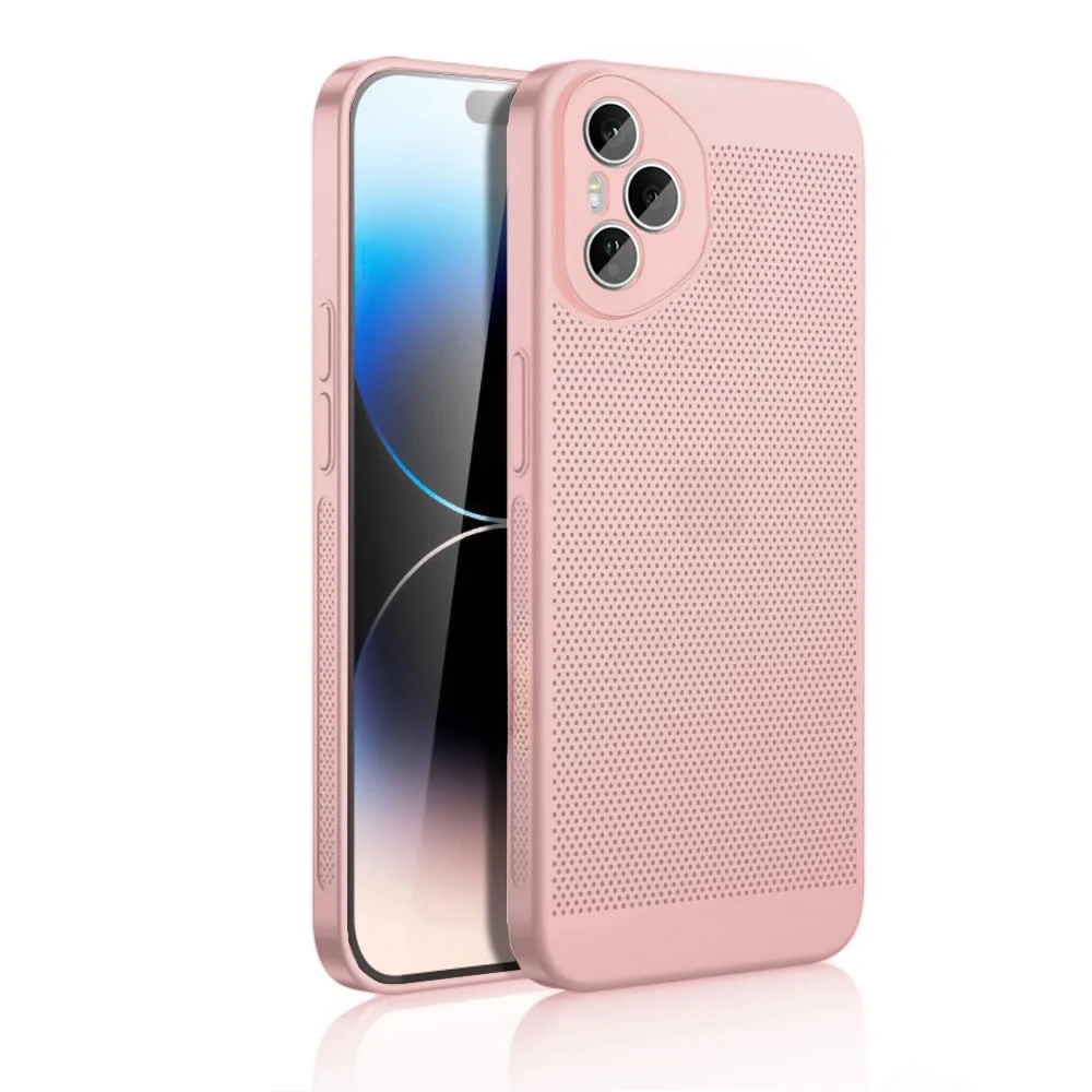 DL3 Mobilak Case For Honor 400 Pro 5G Heat Dissipation Case with Built-in Camera Lens Protector Slim Fit Breathable Cooling Anti-Fingerprint Hard PC Back Shockproof Cover - Pink