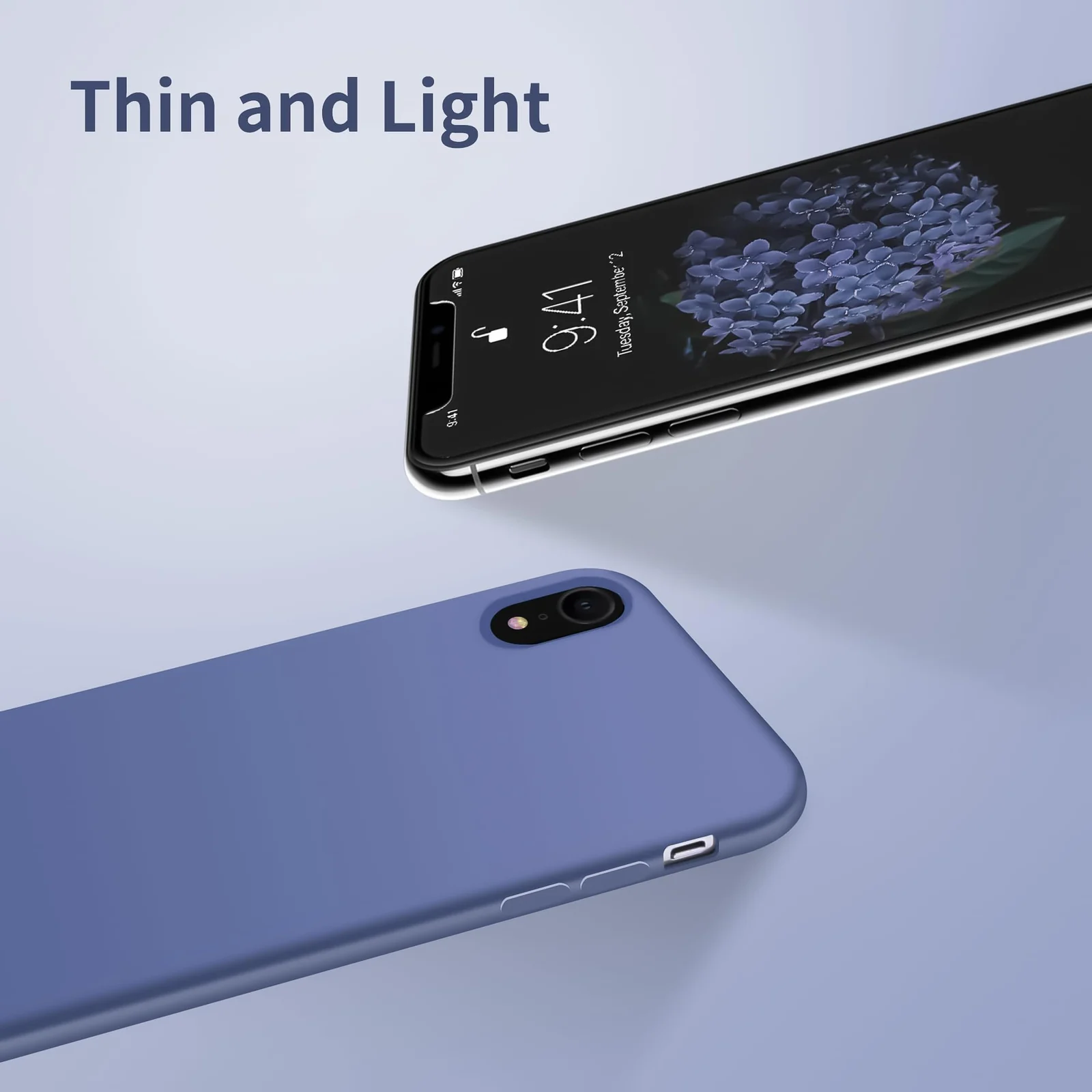 DL3 Mobilak Liquid Silicone Case for iPhone XR, Shock-absorbing protection, Scratch-resistant surface, Soft microfiber lining - Lavender Blue