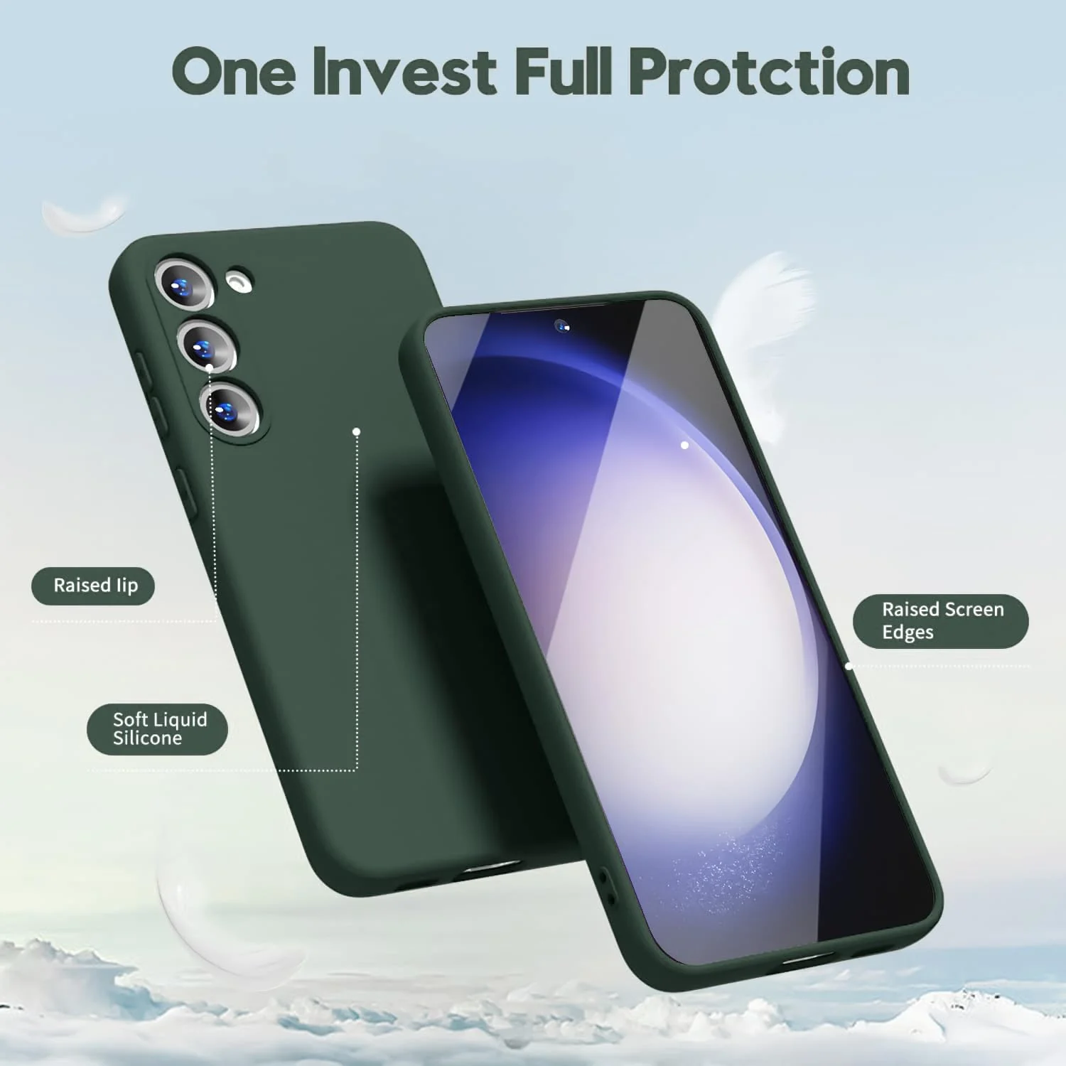DL3 Mobilak Liquid Silicone Protective Case for Samsung Galaxy Note10 with Microfiber Lining and Shockproof Design - Green