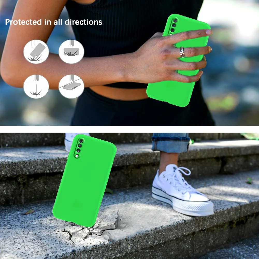 DL3 Mobilak Silicone Protective Case for Samsung Galaxy A70 / A70s, Shock-absorbing protection, Scratch-resistant surface, Soft microfiber lining - Neon Green