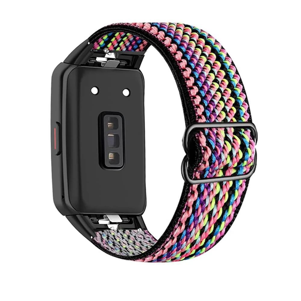 DL3 Mobilak Elastic Straps Compatible with Honor Band 6/Huawei Band 6 Pro/Huawei Band 6 Men Women, Adjustable Stretchy Bracelets Sport Nylon Replacement Bracelet - Black