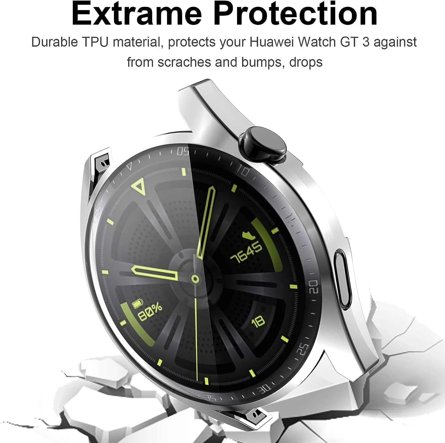 DL3 Mobilak Case Compatible with Huawei Watch GT3 46mm Case All-Around Screen Protector Watch Soft TPU Shockproof Cover Slim Guard Thin Bumper Shell Protector - Clear