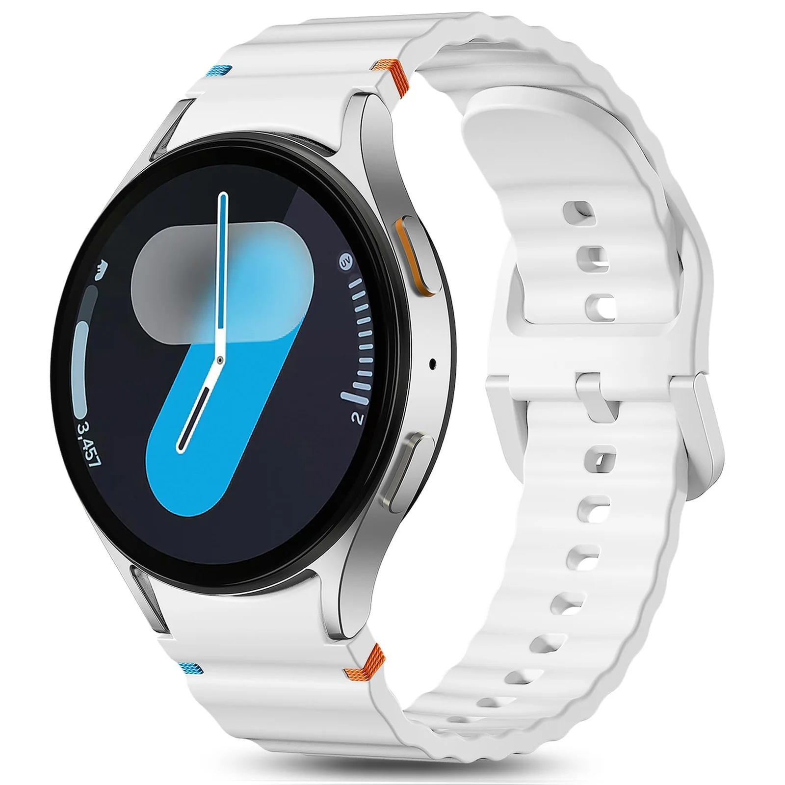 DL3 Mobilak No Gap Sport Bands For Samsung Galaxy Watch 7 6 5 4 FE Strap 40mm 44mm, Soft Silicone Sport Band for Galaxy Watch 6 Classic Straps 47mm 43mm/Galaxy Watch 5 Pro/Watch 4 Classic 42mm 46mm for Men Women - White