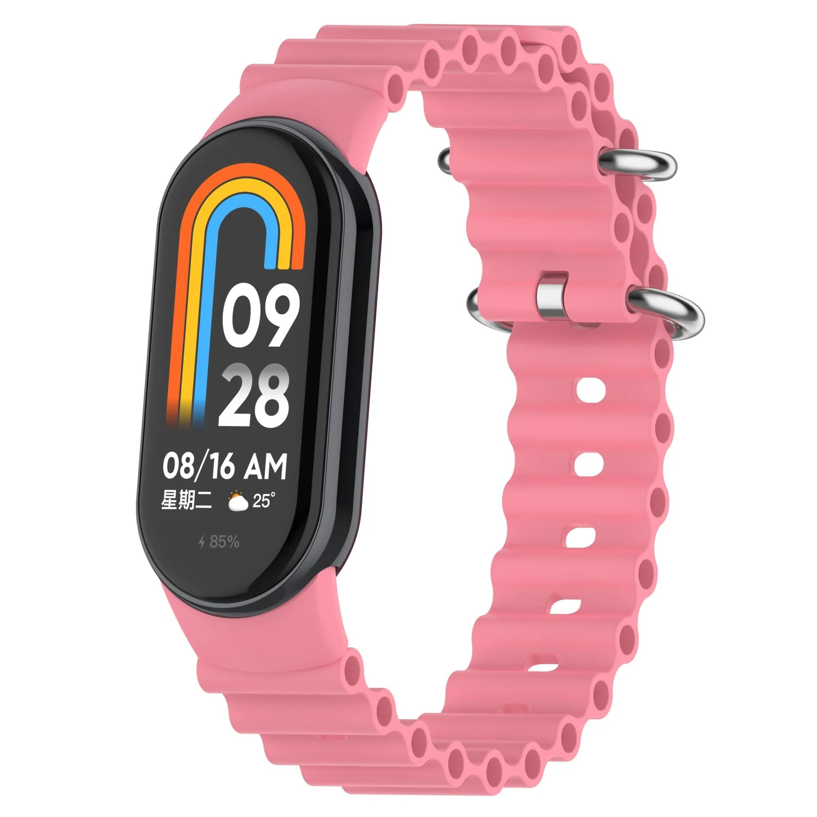 DL3 Mobilak Ocean Band for Xiaomi Mi Band 9 / Xiaomi Mi Band 8, Adjustable Silicone Stretchy Sport Strap Women Men Replacement Wristband For Xiaomi Smart Band 8 / Xiaomi Smart Band 9 - Pink