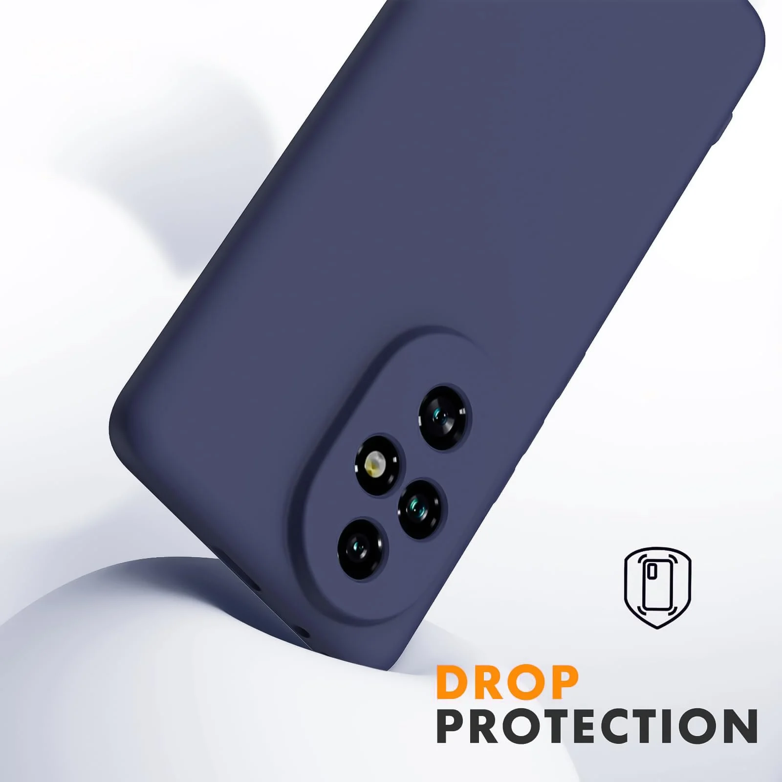 DL3 Mobilak Liquid Silicone Protective Case for Honor 200 5G with Camera Protection and Microfiber Lining - Dark Blue