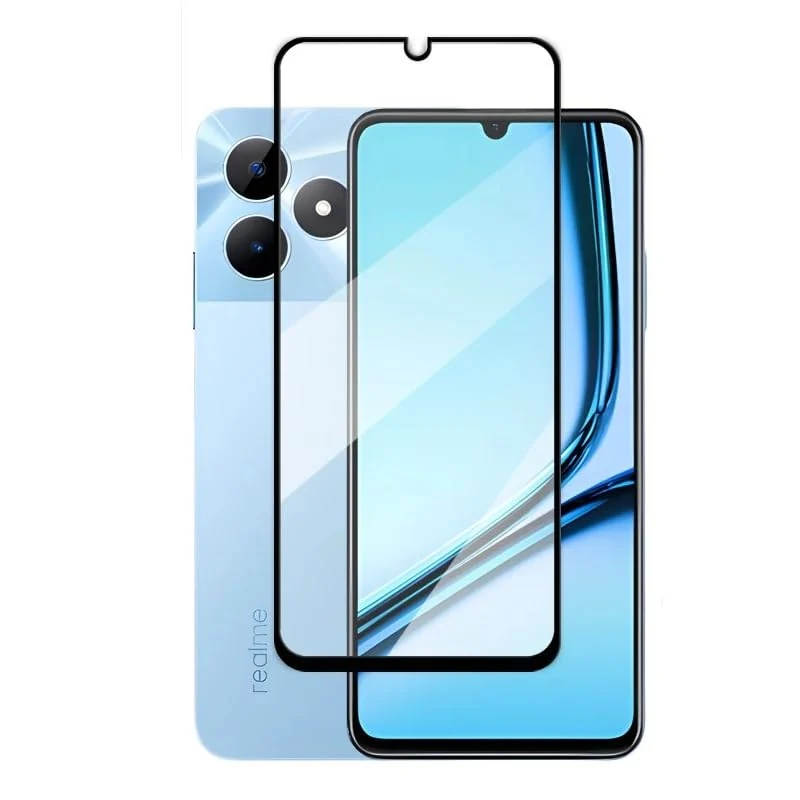 DL3 Mobilak 5D Full Glass Screen Protector For realme Note 50. Black Frame - Clear