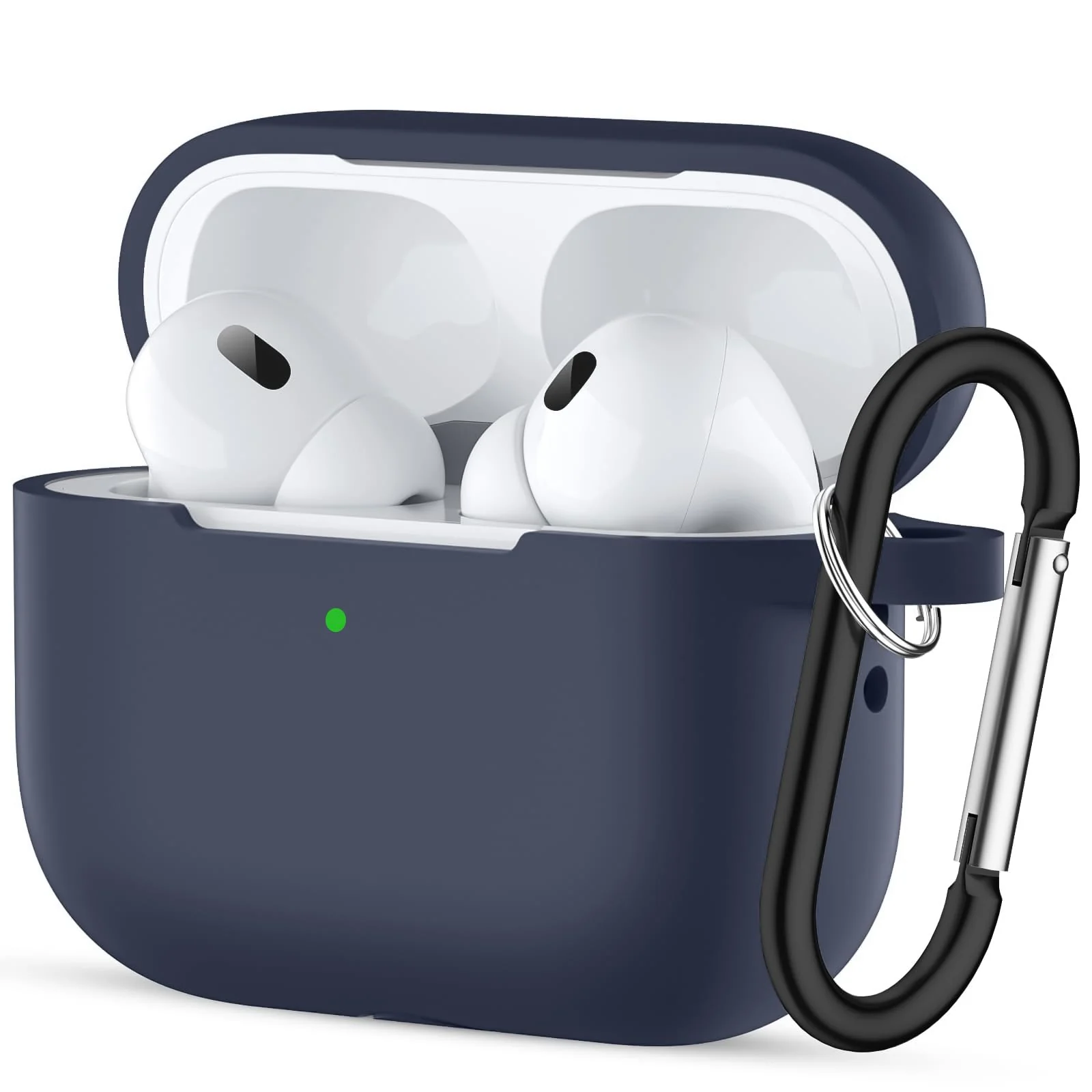 DL3 Mobilak Compatible with AirPods Pro 2nd Generation Case Cover, Protective Silicone Skin with Keychain for Women Men for Apple AirPods Pro Gen 2 (2022), Front LED Visible - Midnight Blue