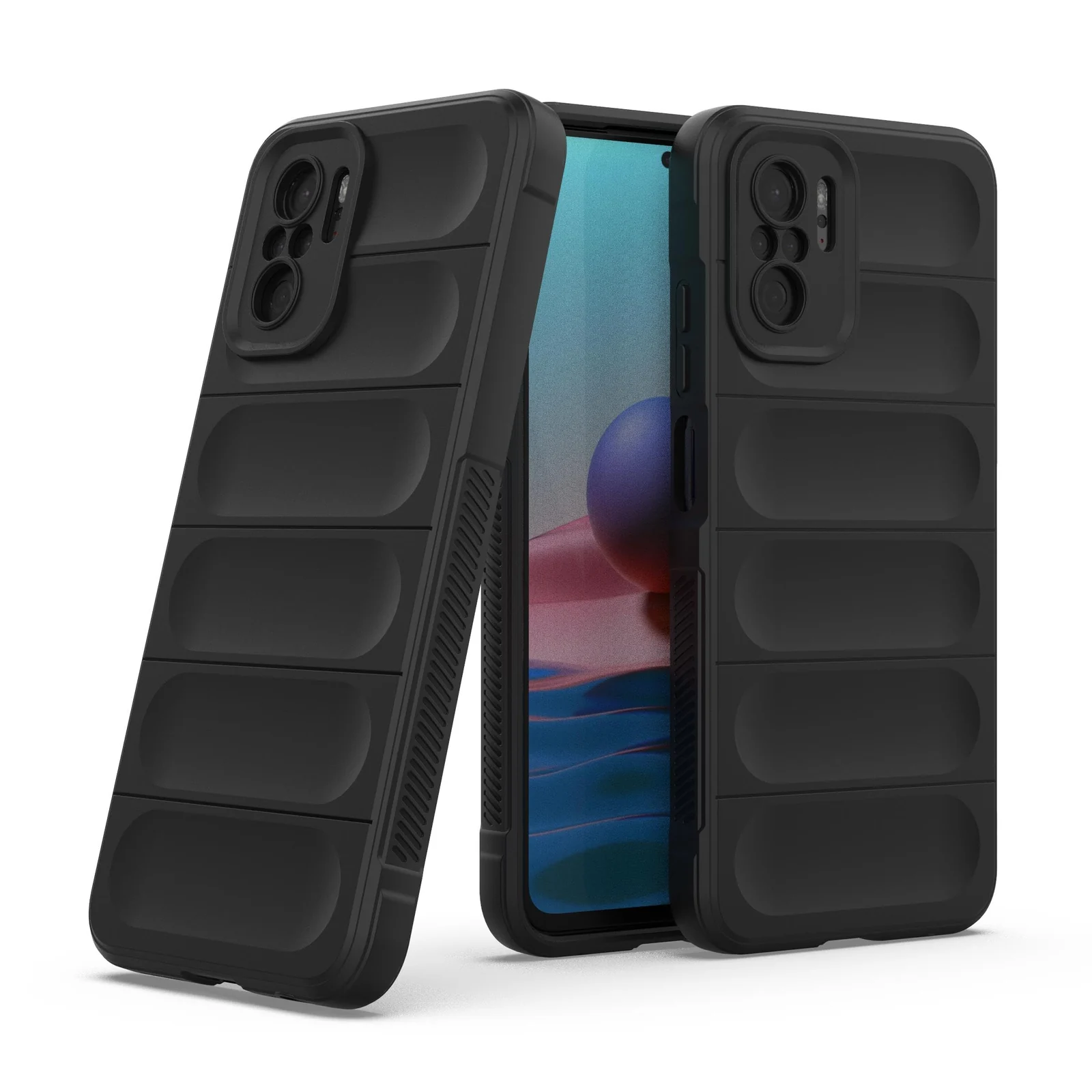 DL3 Mobilak Flexible Silicone and TPU Protective Case with Camera Protection for Xiaomi Redmi Note 10 4G / Note 10S - Black