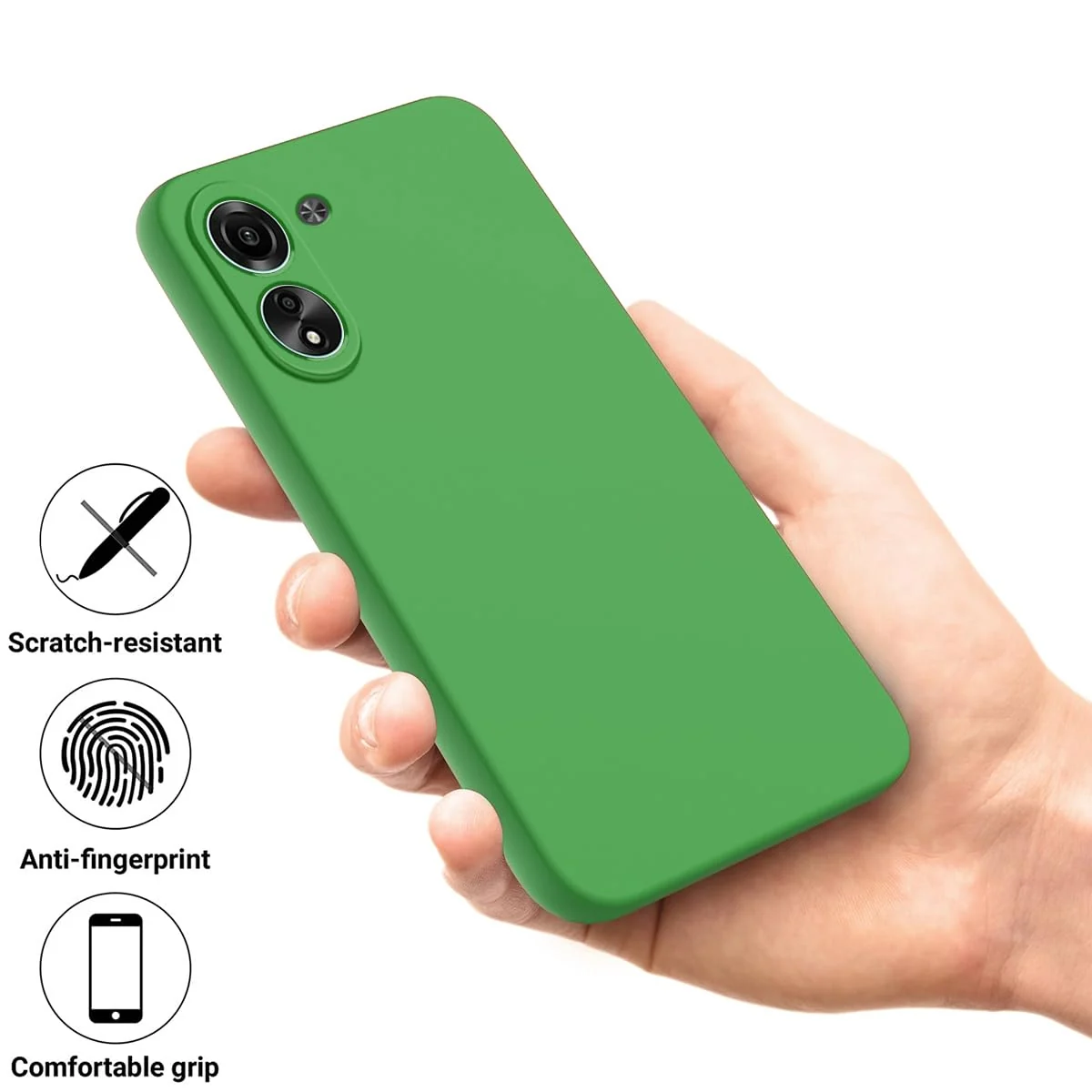 DL3 Mobilak Soft Silicone Protective Case for Xiaomi Redmi 13C with Microfiber Lining and Shockproof Design - Neon Green