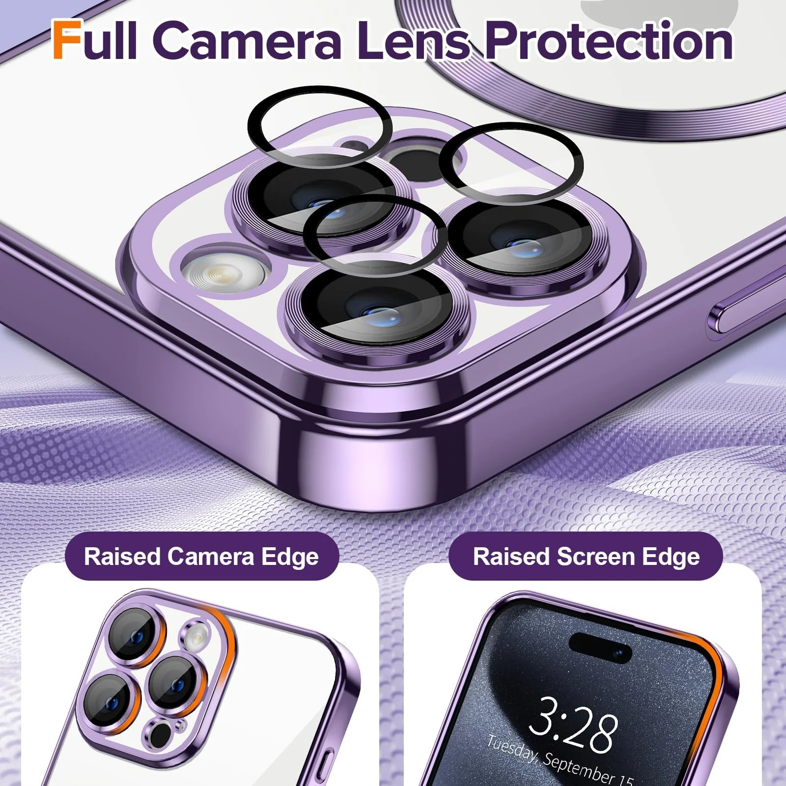 DL3 Mobilak Plated-Edge Protective Case for iPhone 11 Pro (5.8 Inch) Compatible with, Compatible with MagSafe accessories, Supports wireless charging, Camera protection - Purple