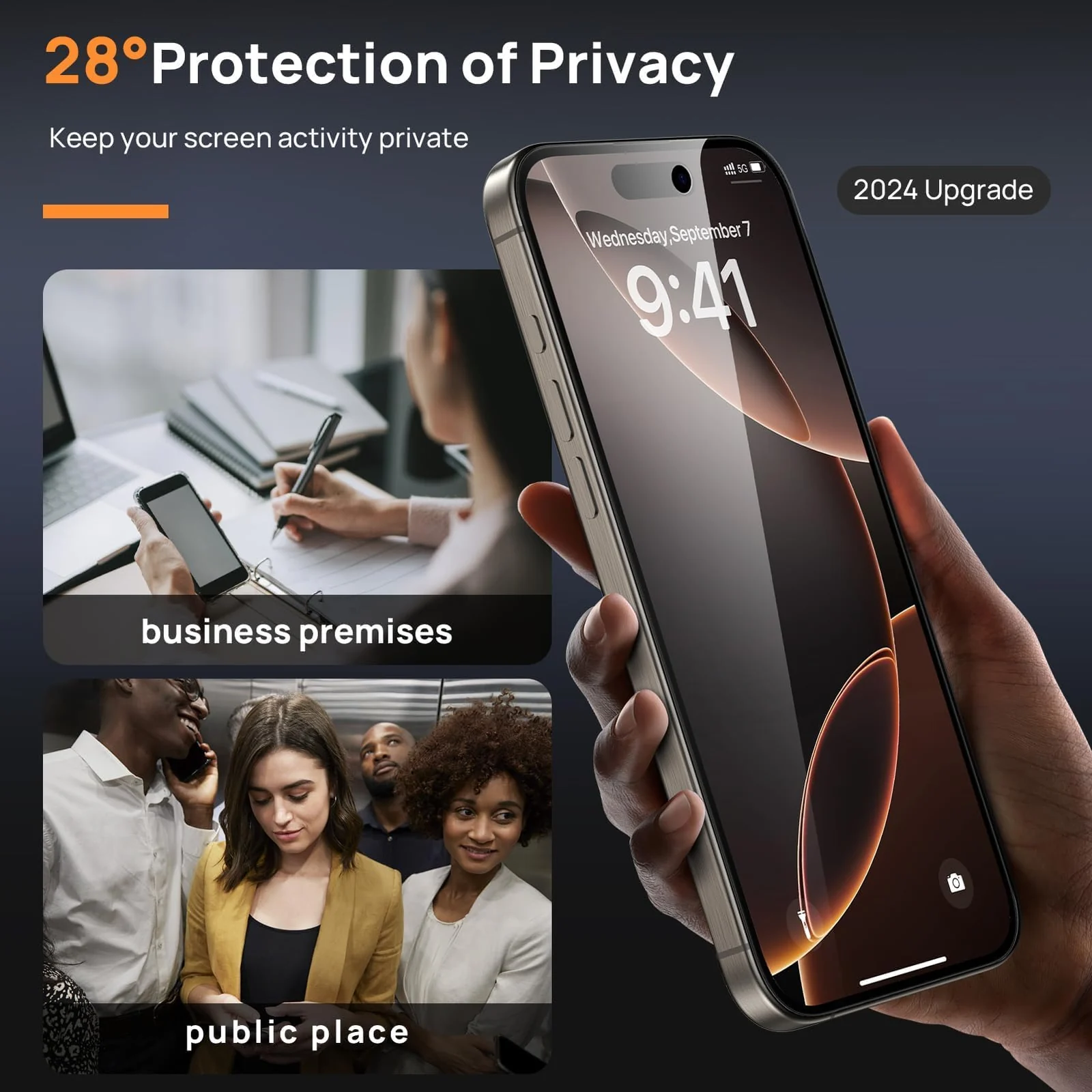 DL3 Mobilak Screen Protector for iPhone 16 Pro Max 6.9-Inch, 9H Hardness Tempered Glass Film [Anti-Scratch] [No Bubbles] Anti-Spy Full Coverage Screen Protector for iPhone 16 Pro Max - Privacy