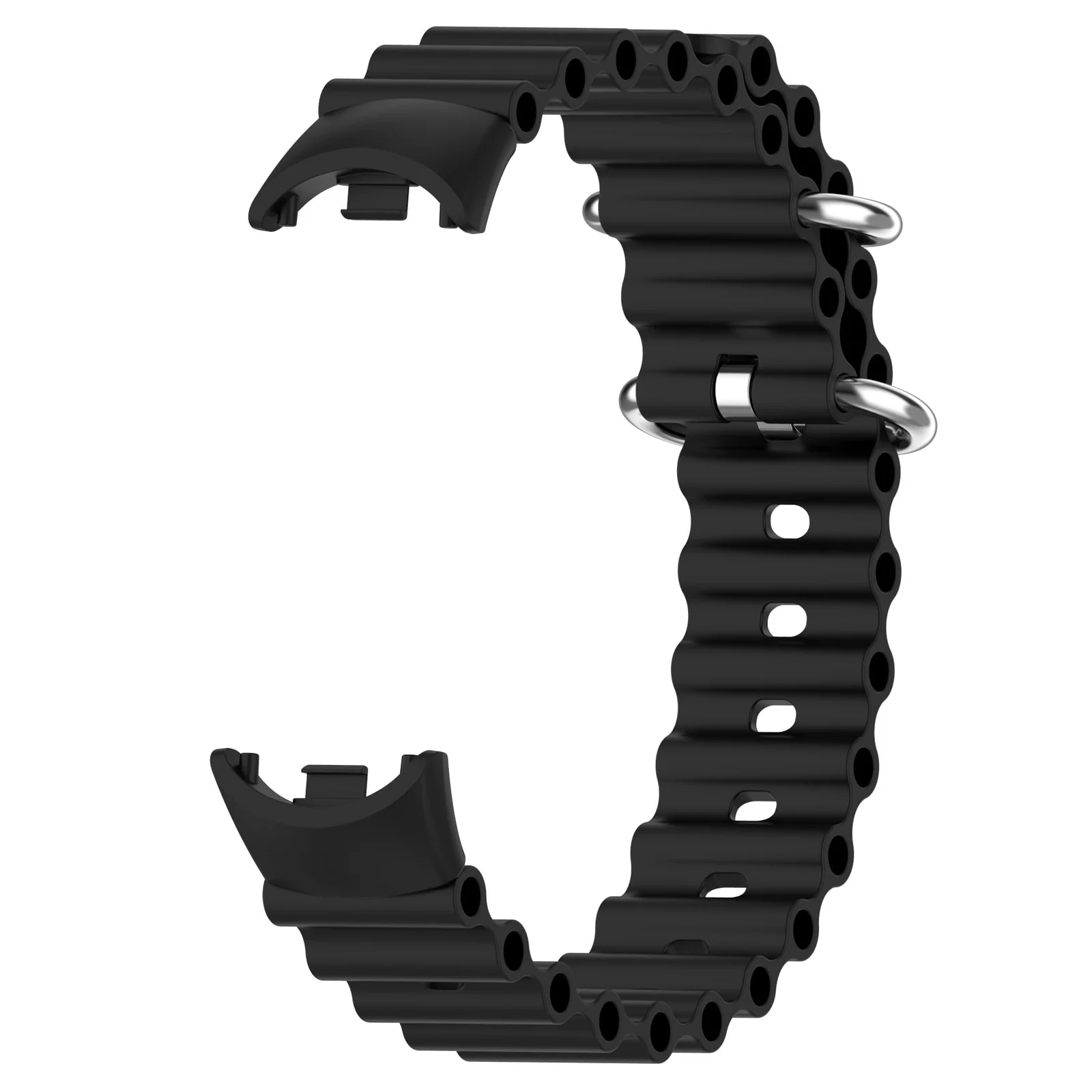 DL3 Mobilak Ocean Band for Xiaomi Band 8 Mi Band 8, Adjustable Silicone Stretchy Sport Strap Women Men Replacement Wristband - Black
