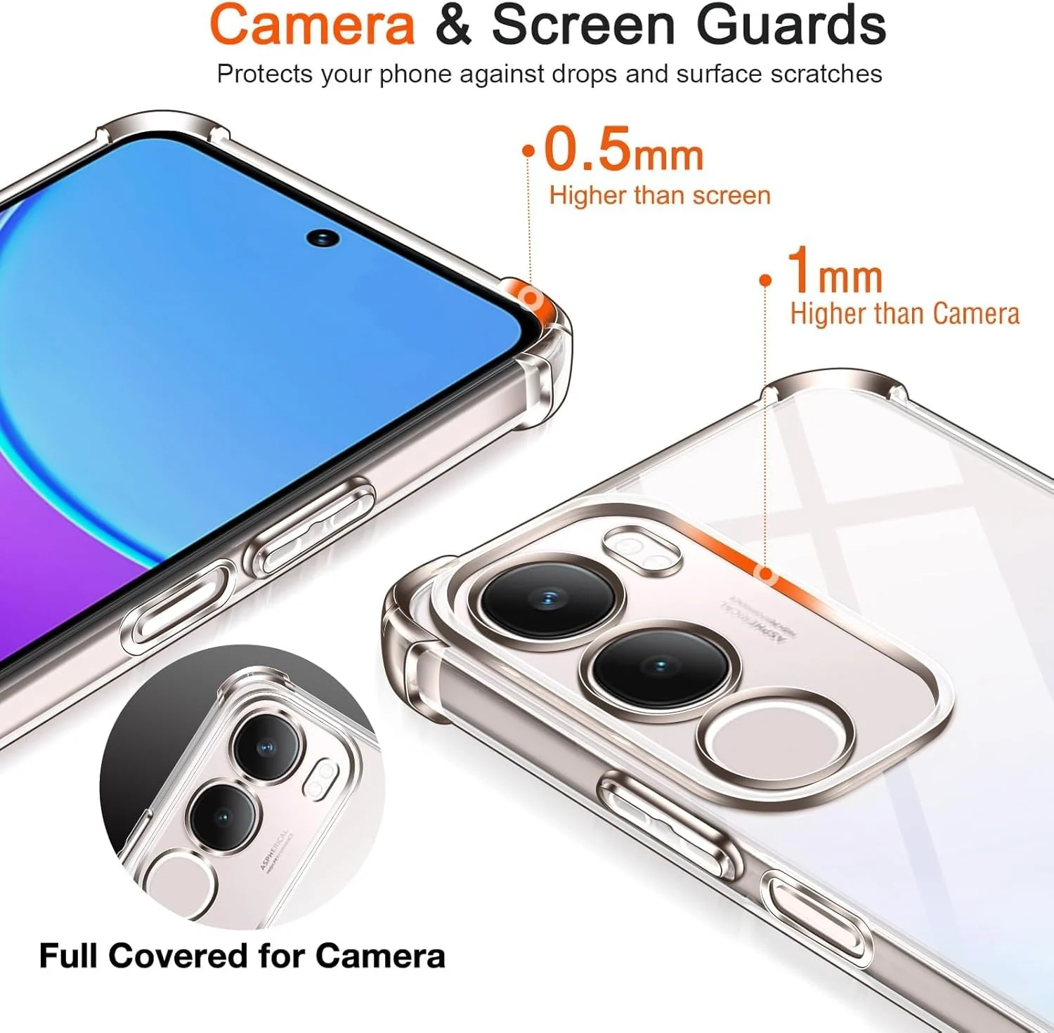 DL3 Mobilak Case Compatible with vivo Y29 5G / vivo Y19s 4G, Cover Silicone TPU Gorilla Anti-shock Protector Camera Shockproof Corners - Clear