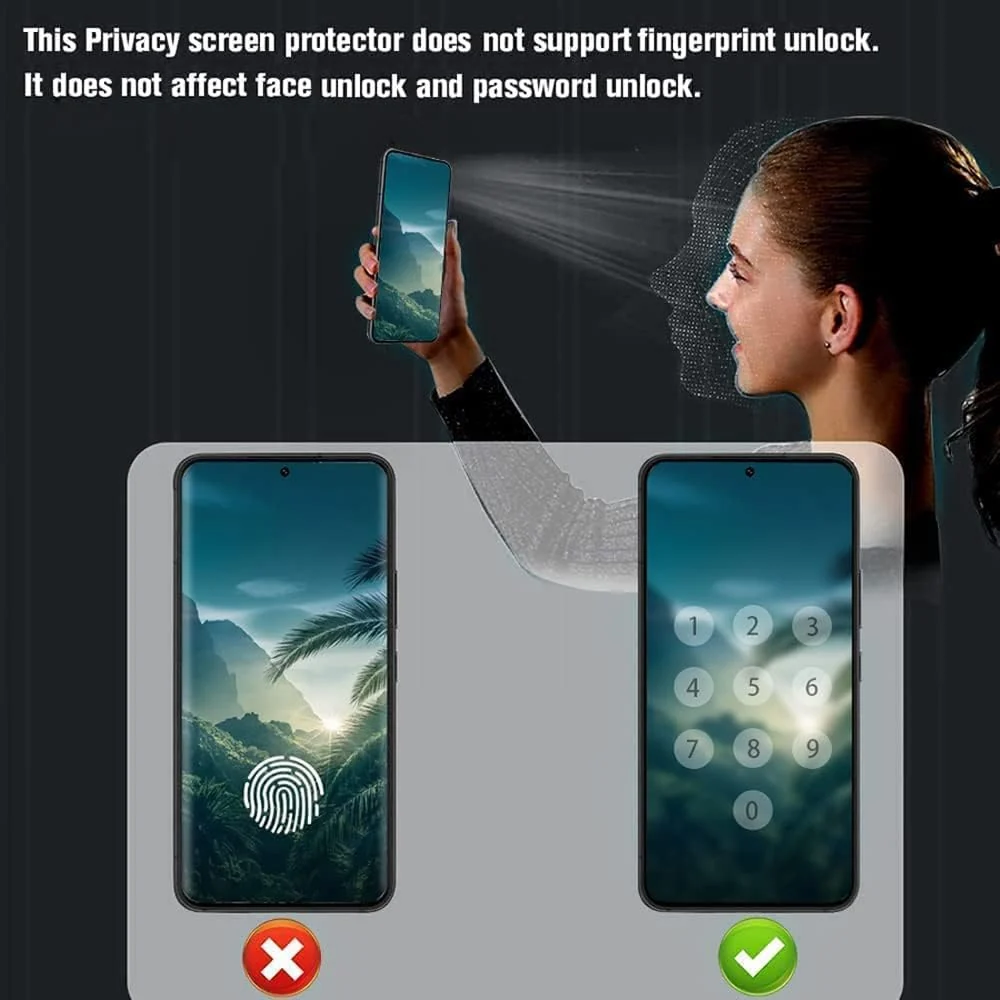 DL3 Mobilak Screen Protector for Honor 100 Pro UV Glass Fingerprint Reader Support 3D Curved Anti-Spy Tempered Glass Screen Protector - Privacy