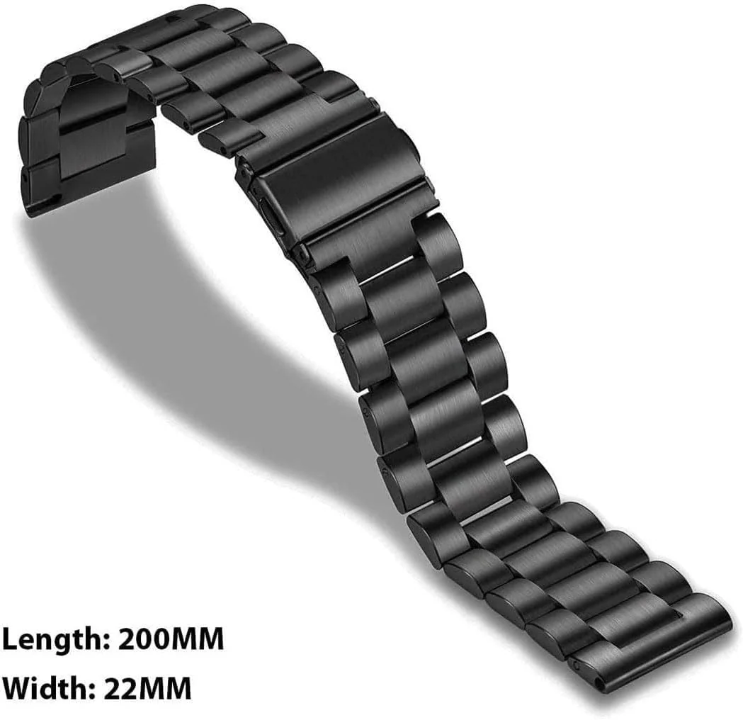DL3 Mobilak Metal Band 20MM Strap for Samsung Gear Sport, Watch 4/5/5 Pro, S2 Classic, Active 2 40mm 44mm, Amazfit GTS 3/4/4 Mini, Bip 3/Pro/U, GTS 2 Mini/2e - A.Black