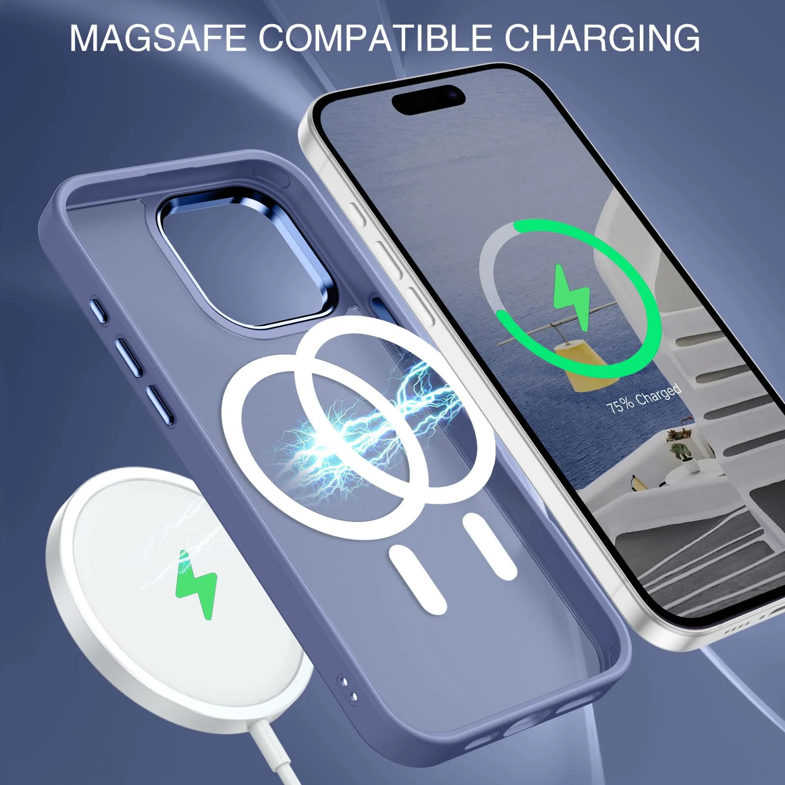 DL3 Mobilak Case for iPhone 15 Pro 6.1-Inch Magnetic Translucent Matte Phone Cases [Compatible with MagSafe] Thin Slim Fit Shockproof Hard Protective Cover for Women Men Girls - Baby Blue