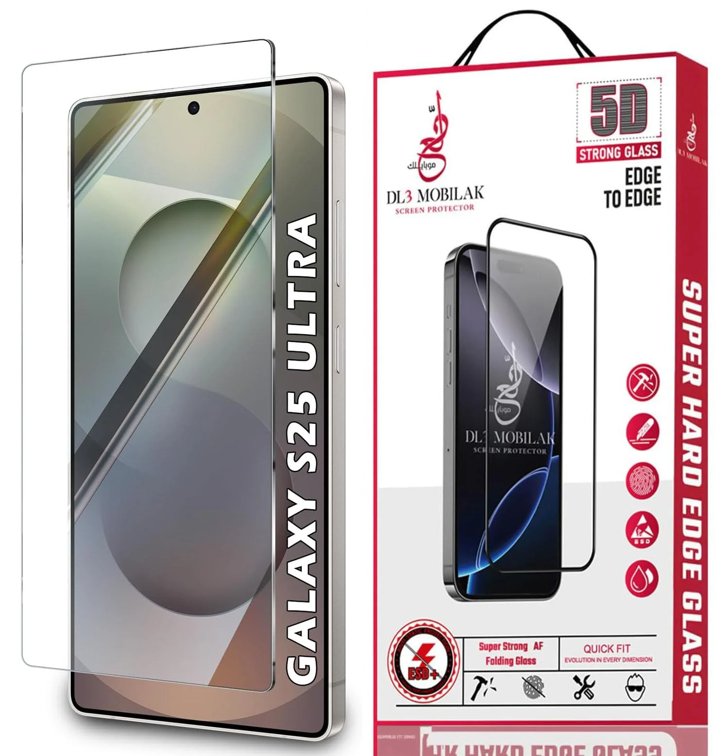 DL3 Mobilak Screen Protector for Samsung Galaxy S25 Ultra, Tempered Glass Screen Saver Premium HD Protective, Scratch Resistant, NO-Bubble, 9H Hardness, Full Coverage Film - Clear