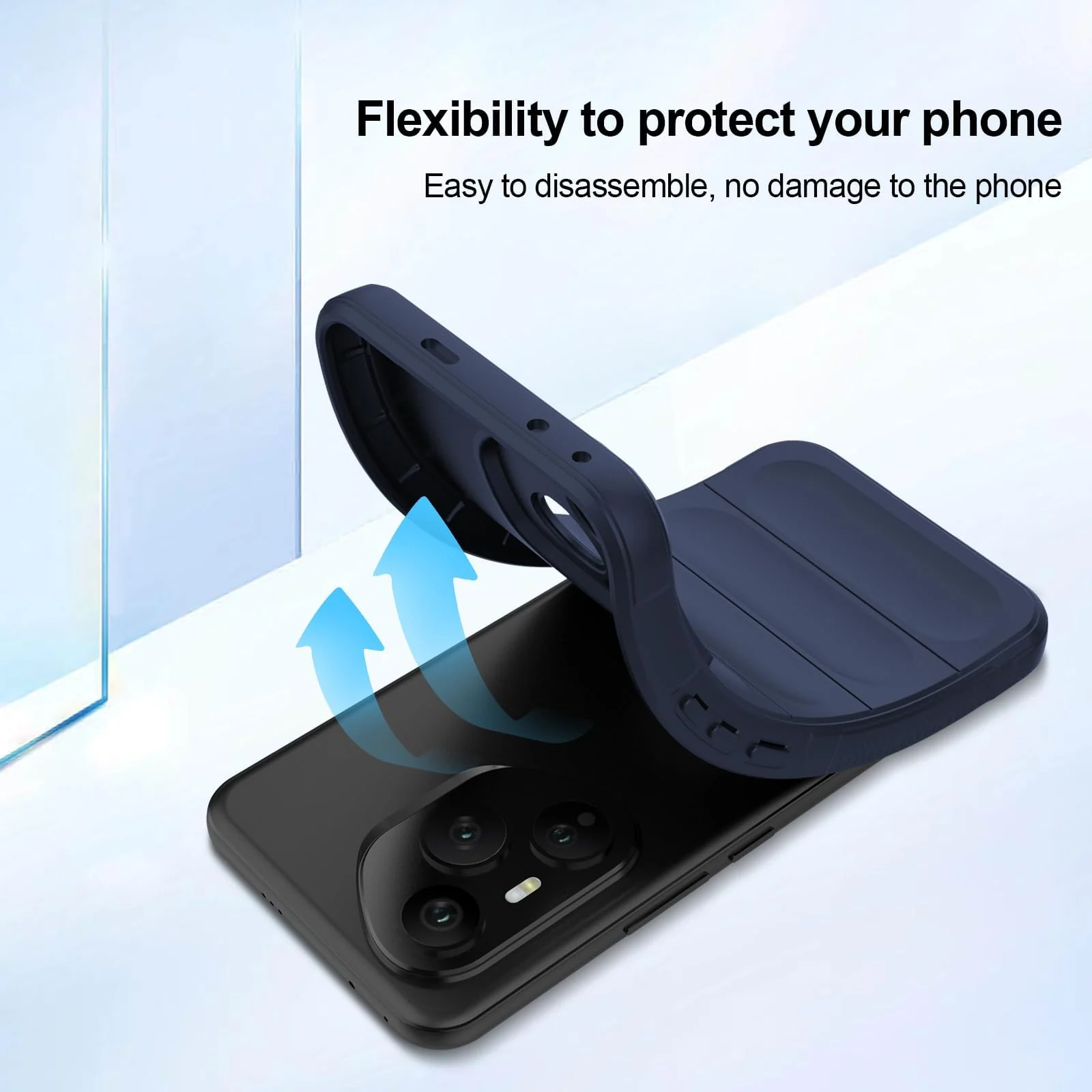 DL3 Mobilak Soft Silicone Protective Case for Honor 400 Pro 5G with Camera Protection and Shockproof Design - Blue