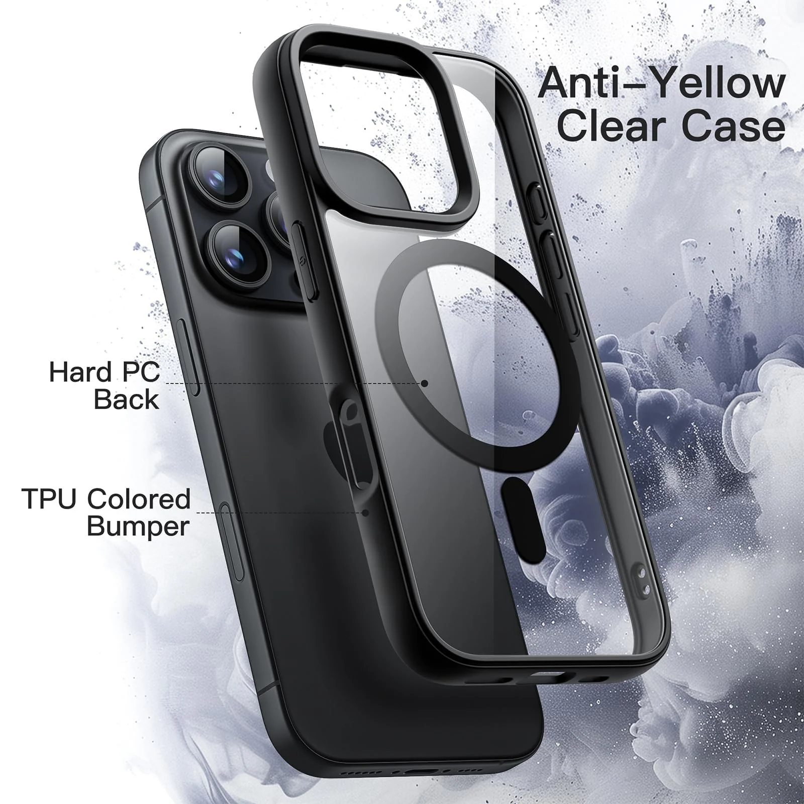 DL3 Mobilak Translucent Matte Case for iPhone 16 Pro 6.3-Inch Compatible with, Compatible with MagSafe accessories, Shock-absorbing protection, Scratch-resistant surface - Black