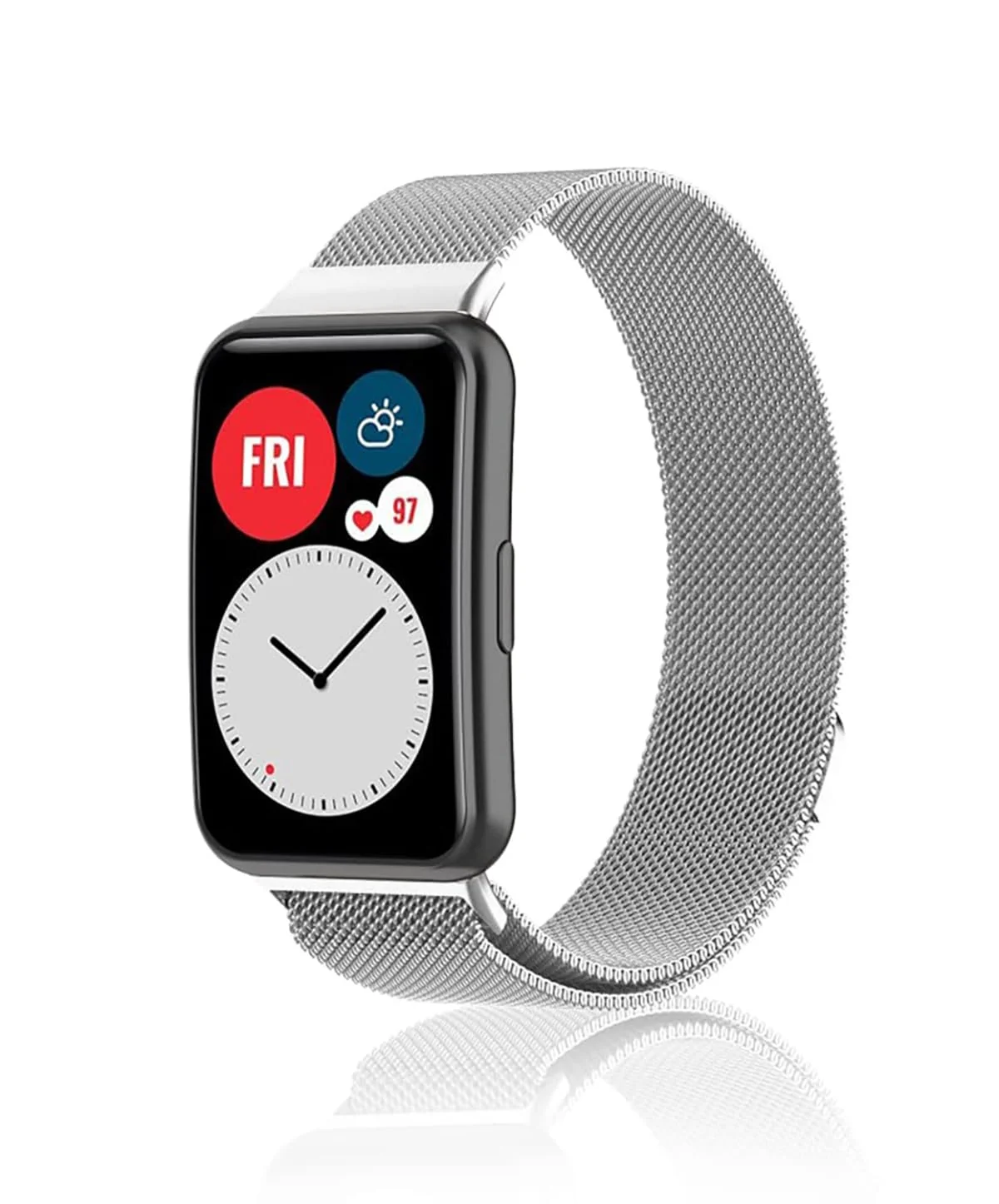 DL3 MOBILAK Milanese Magnetic Stainless-Steel Watch Strap for Huawei Watch Fit - Silver