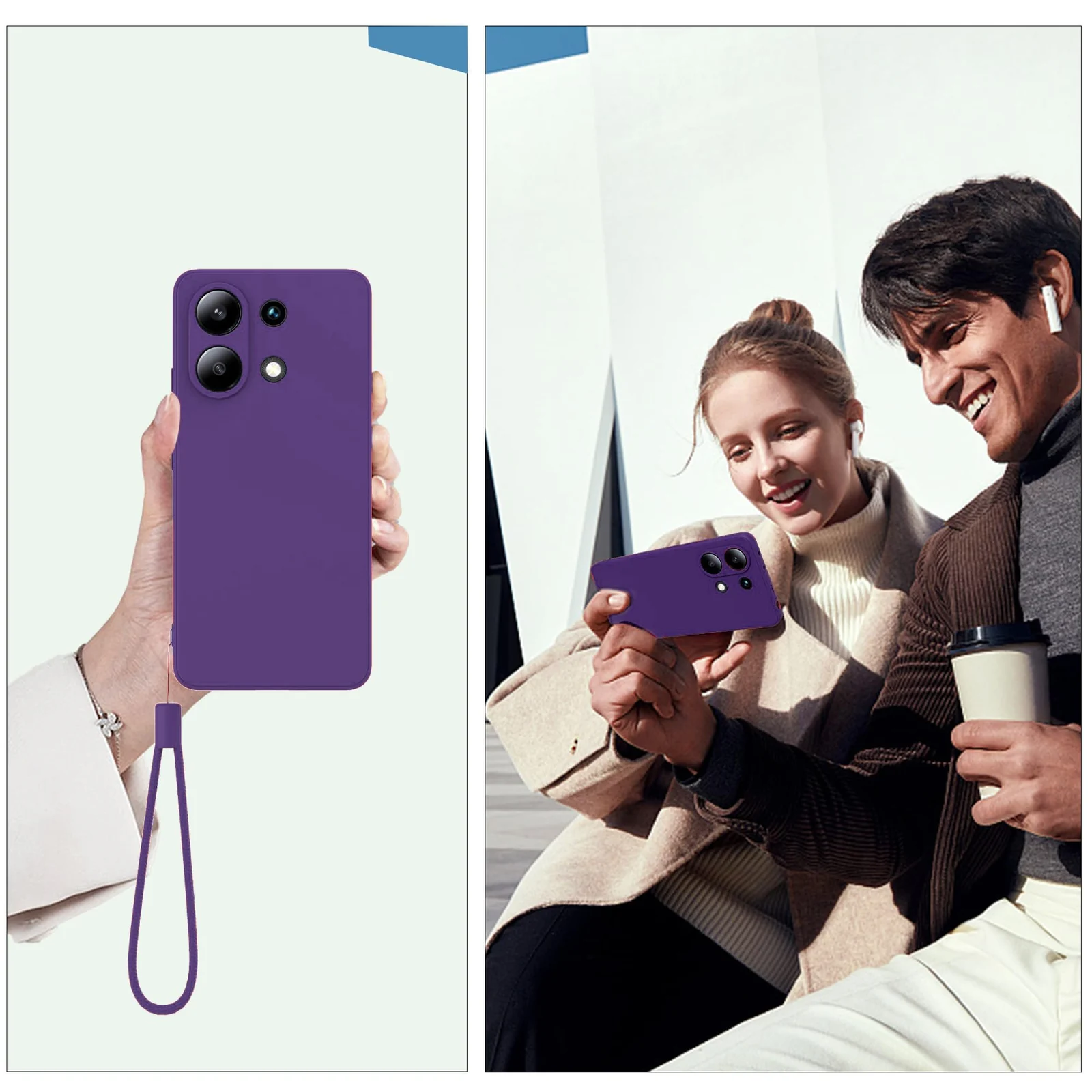 DL3 Mobilak Liquid Silicone Case for Xiaomi Redmi Note 13 4G, Shock-absorbing protection, Scratch-resistant surface, Soft microfiber lining - Purple