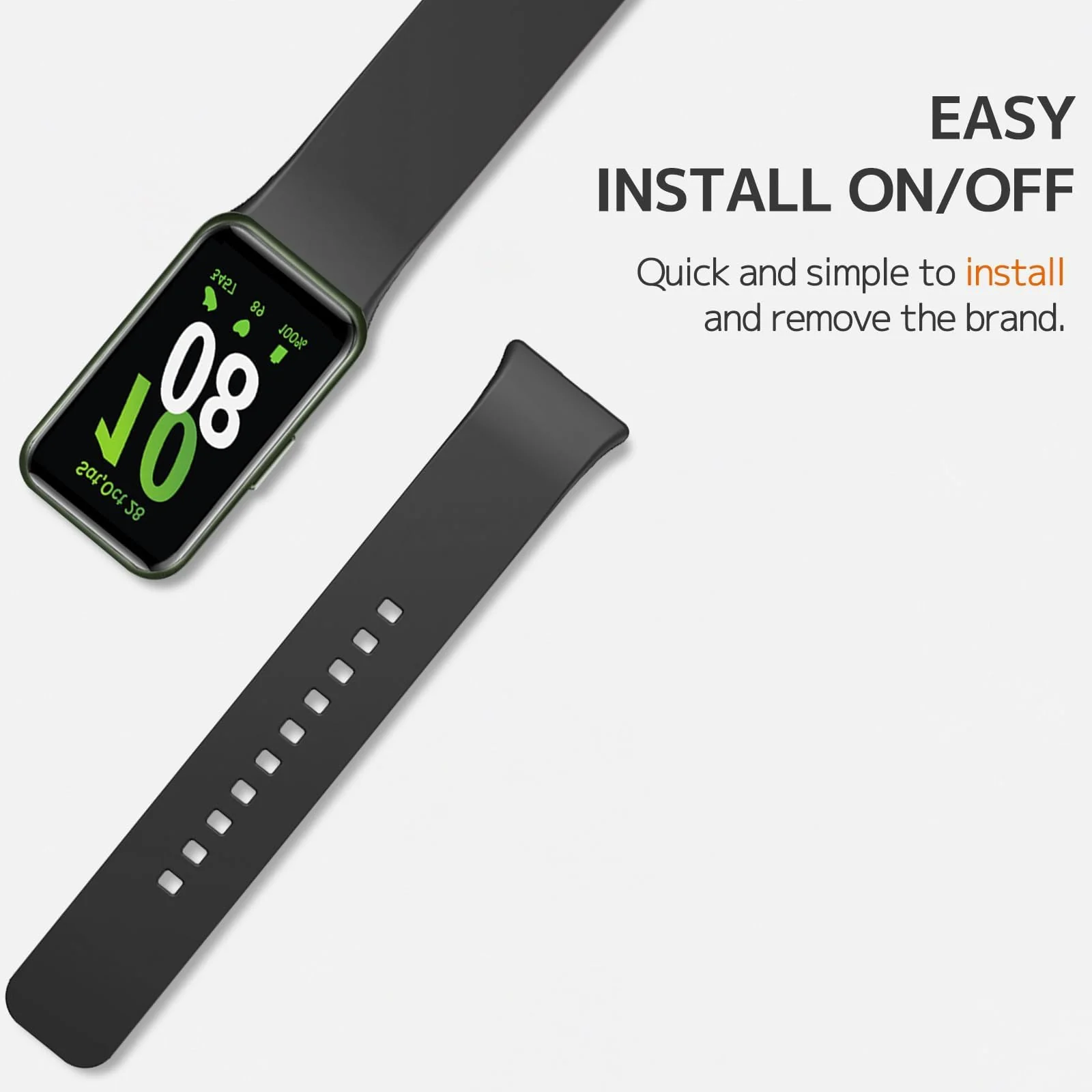 DL3 MOBILAK Silicone Bracelet for Samsung Galaxy Fit 3 Strap, Soft Silicone Sport Replacement Strap For Women/Men, Adjustable Waterproof Sports Band - Black