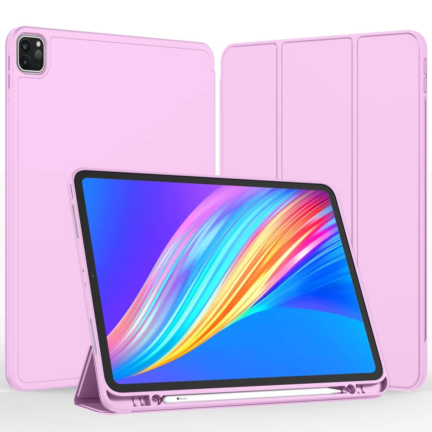 DL3 Mobilak iPad Pro 11 Inch Case 2022(4th Gen)/2021(3rd Gen)/2020(2nd Gen) with Pencil Holder, Smart Case [Support Touch ID and Auto Wake/Sleep] with Auto 2nd Gen Pencil Charging - Electric Lavender