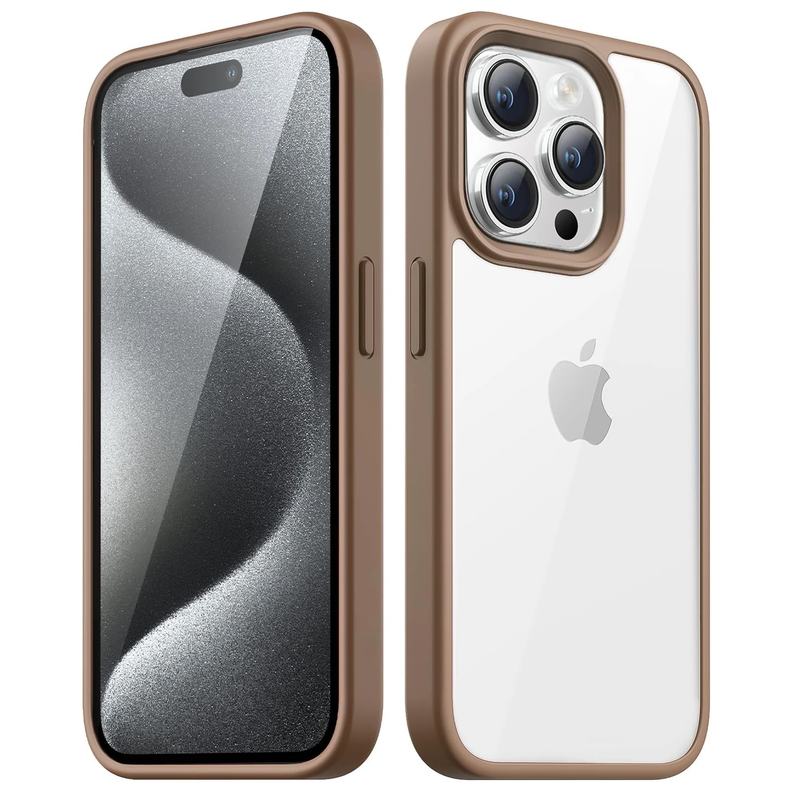 DL3 Mobilak Clear PC and TPU Protective Case for iPhone 15 Pro Max with Military-Grade Protection and Anti-Yellowing Design - Desert Brown