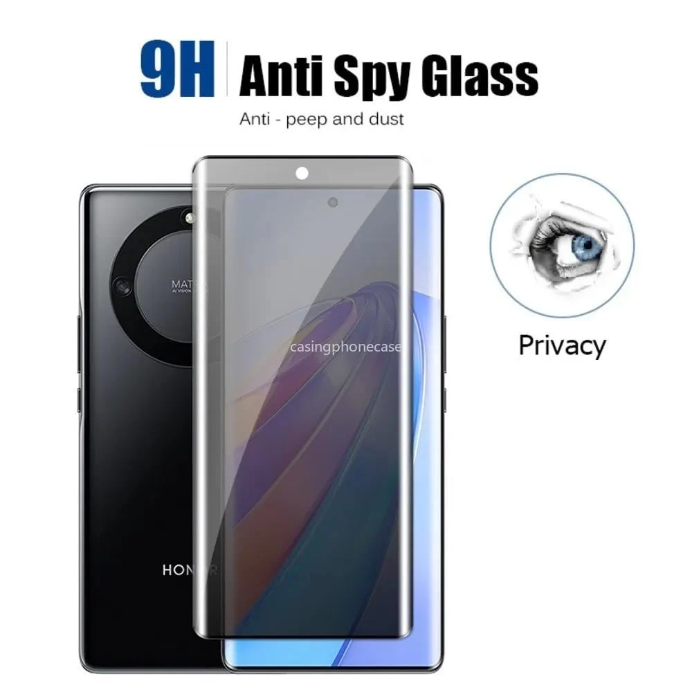DL3 Mobilak Screen Protector for Honor X9a Glass Fingerprint Reader Support 3D Curved Anti-Spy Tempered Glass Screen ProtectorHonor X9a - Privacy