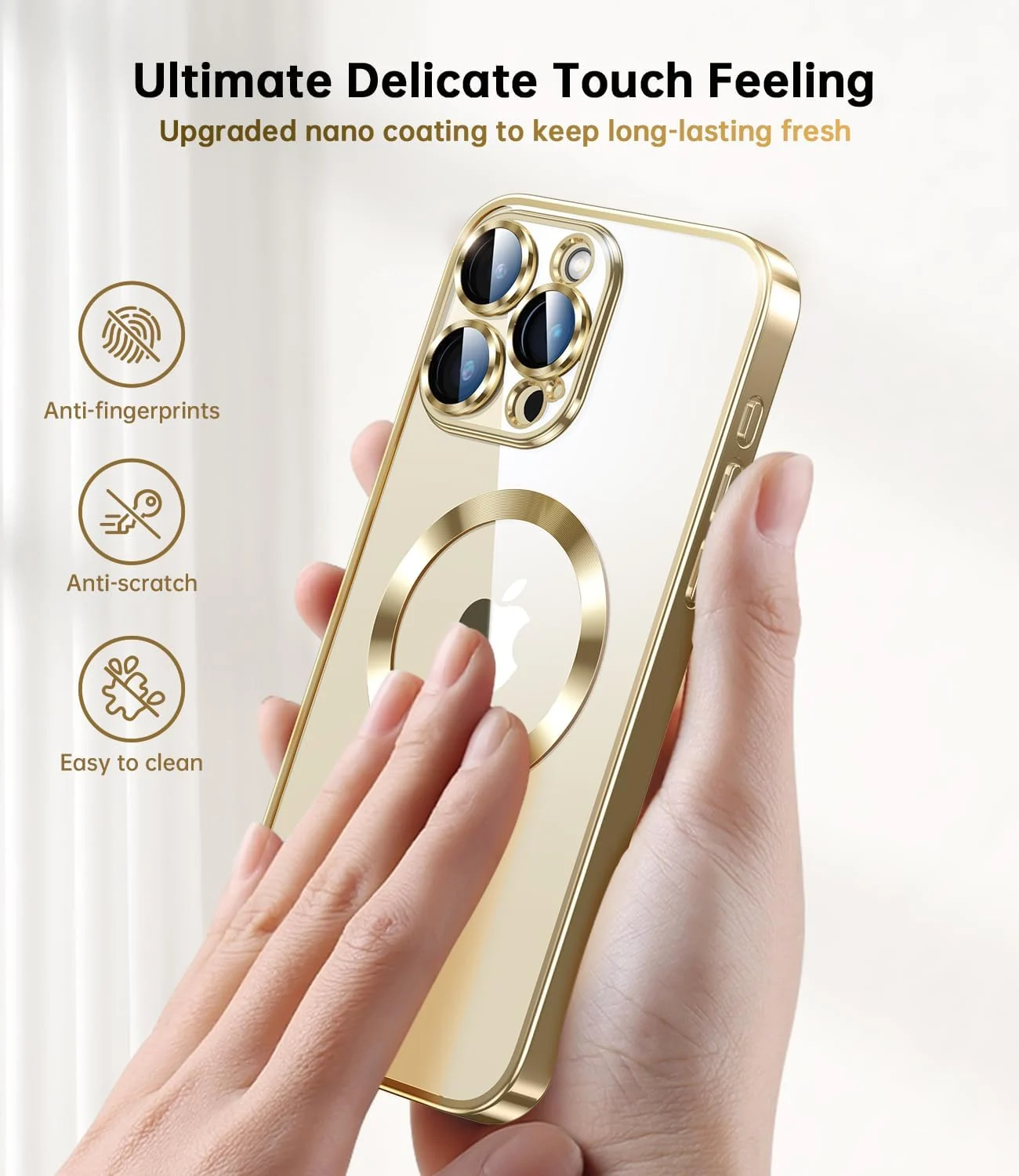 DL3 MOBILAK MagSafe Phone Case with Camera Lens Protector for Apple iPhone 13 Pro, Gold