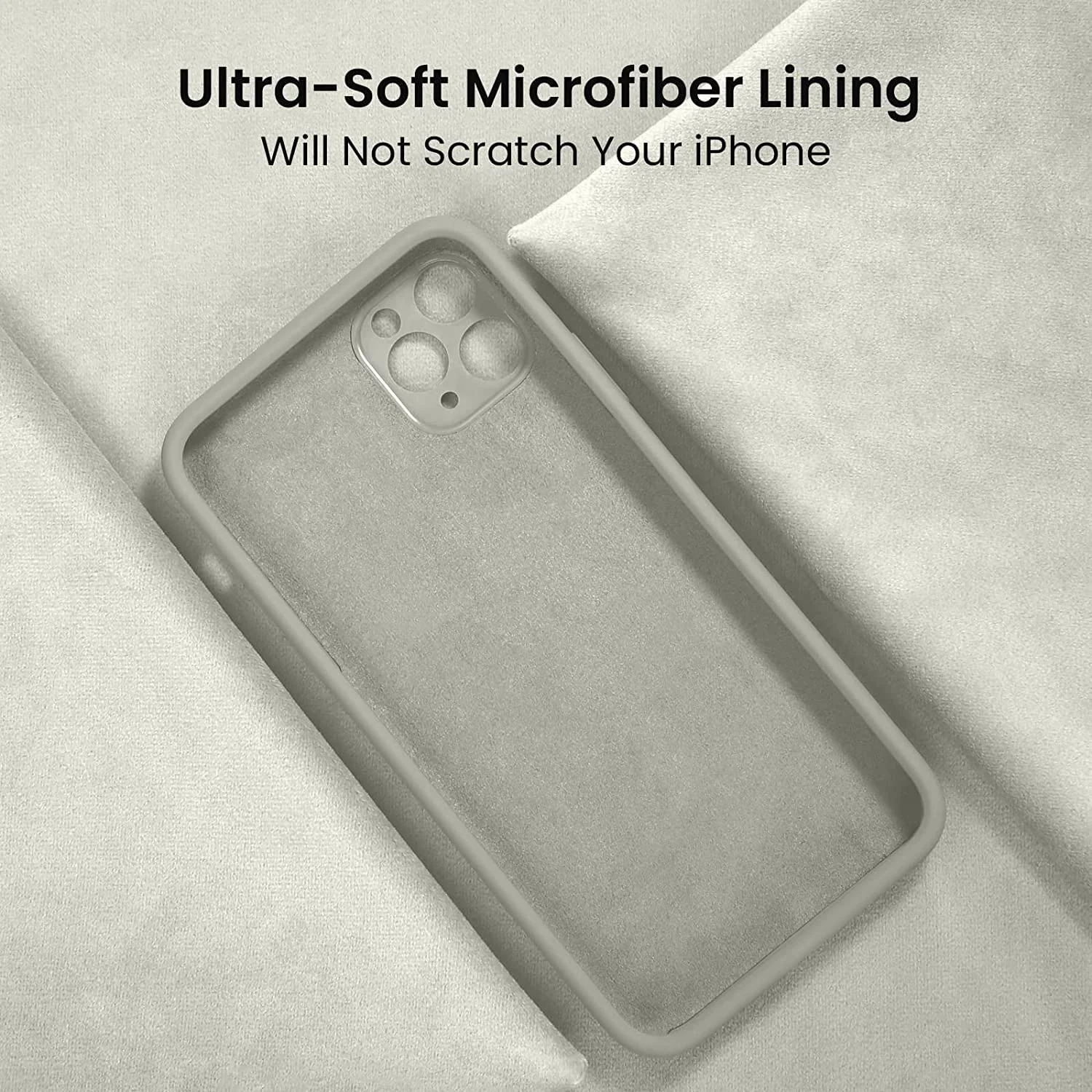 DL3 Mobilak Liquid Silicone Protective Case for iPhone 11 Pro Max (6.5 Inch) with Camera Protection and Microfiber Lining - White