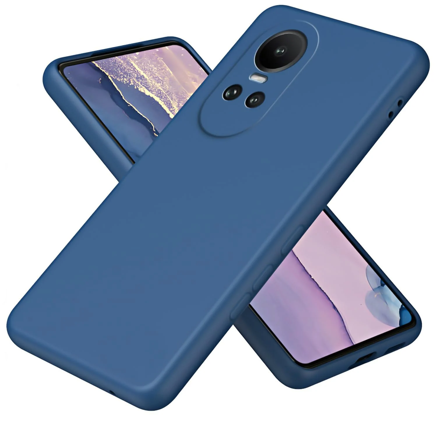 DL3 Mobilak Liquid Silicone Protective Case for OPPO Reno 10 5G / OPPO Reno 10 Pro 5G with Microfiber Lining and Shockproof Design - Blue