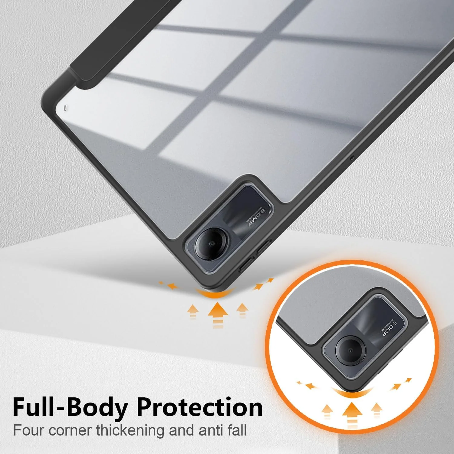 DL3 Mobilak Xiaomi Redmi Pad SE 11 inch Tablet 2023 Case with Pen Holder, Soft TPU Back Trifold Stand Protective Smart Cover Flip, Auto Wake & Sleep - Black