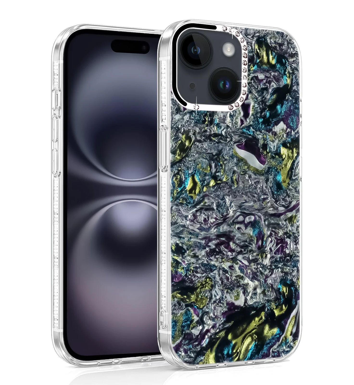 DL3 Mobilak Glitter Rhinestone Protective Case for iPhone 13 / iPhone 14 with Shockproof Design