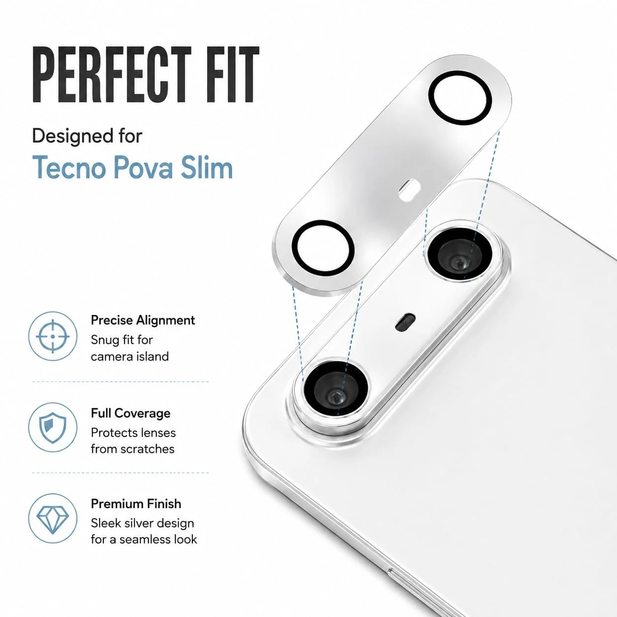 DL3 MOBILAK Individual Ring Camera Lens Protector for Tecno Spark Slim - Silver