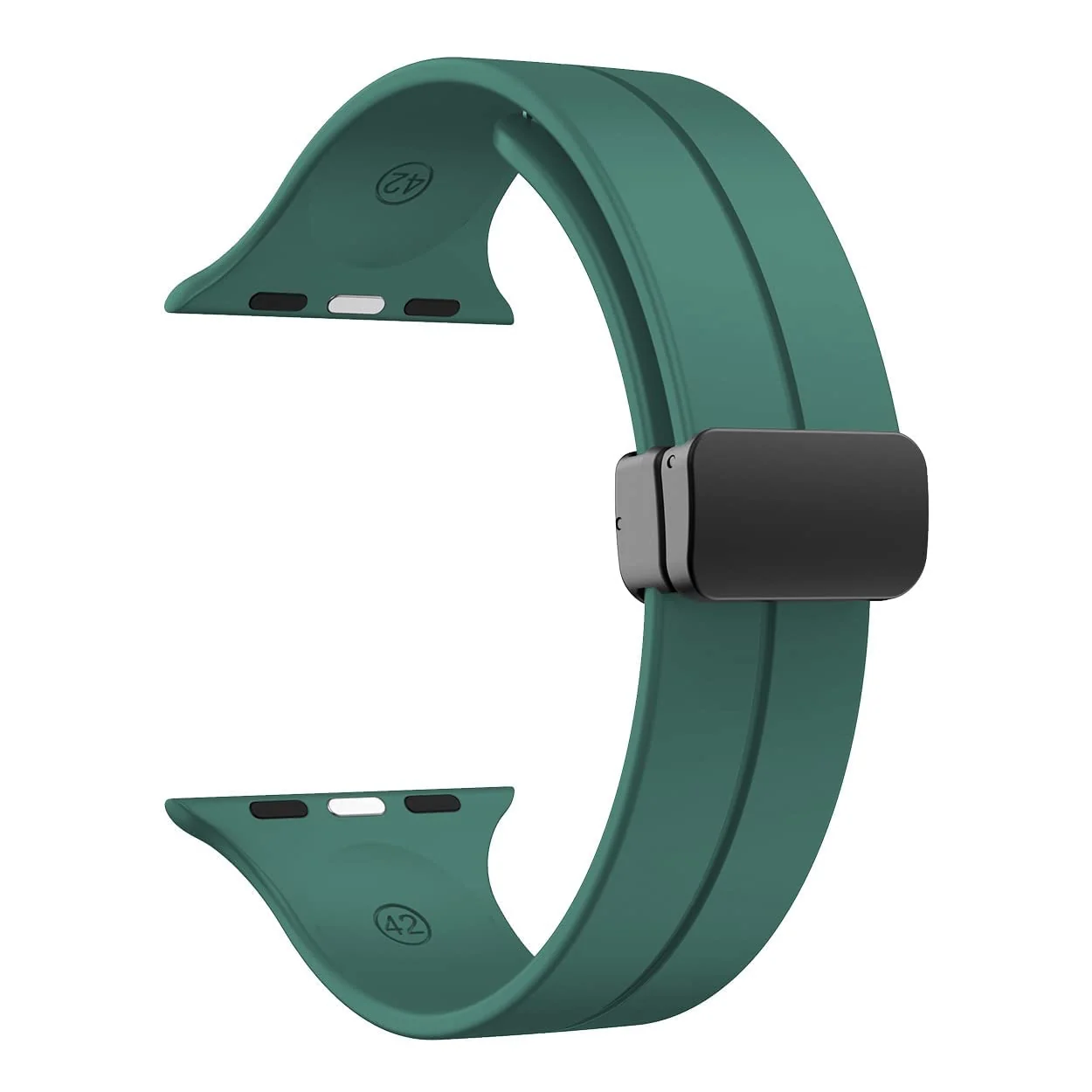 DL3 Mobilak Magnetic Bands for Apple Watch Ultra/Ultra 2 Band 49mm 45mm 44mm 42mm 41mm 40mm 38mm, Soft Sport Silicone Strap for iwatch Series 9/8/7/6/5/4 (Pine Green, 38mm/40mm/41mm), unisex-adult - Black