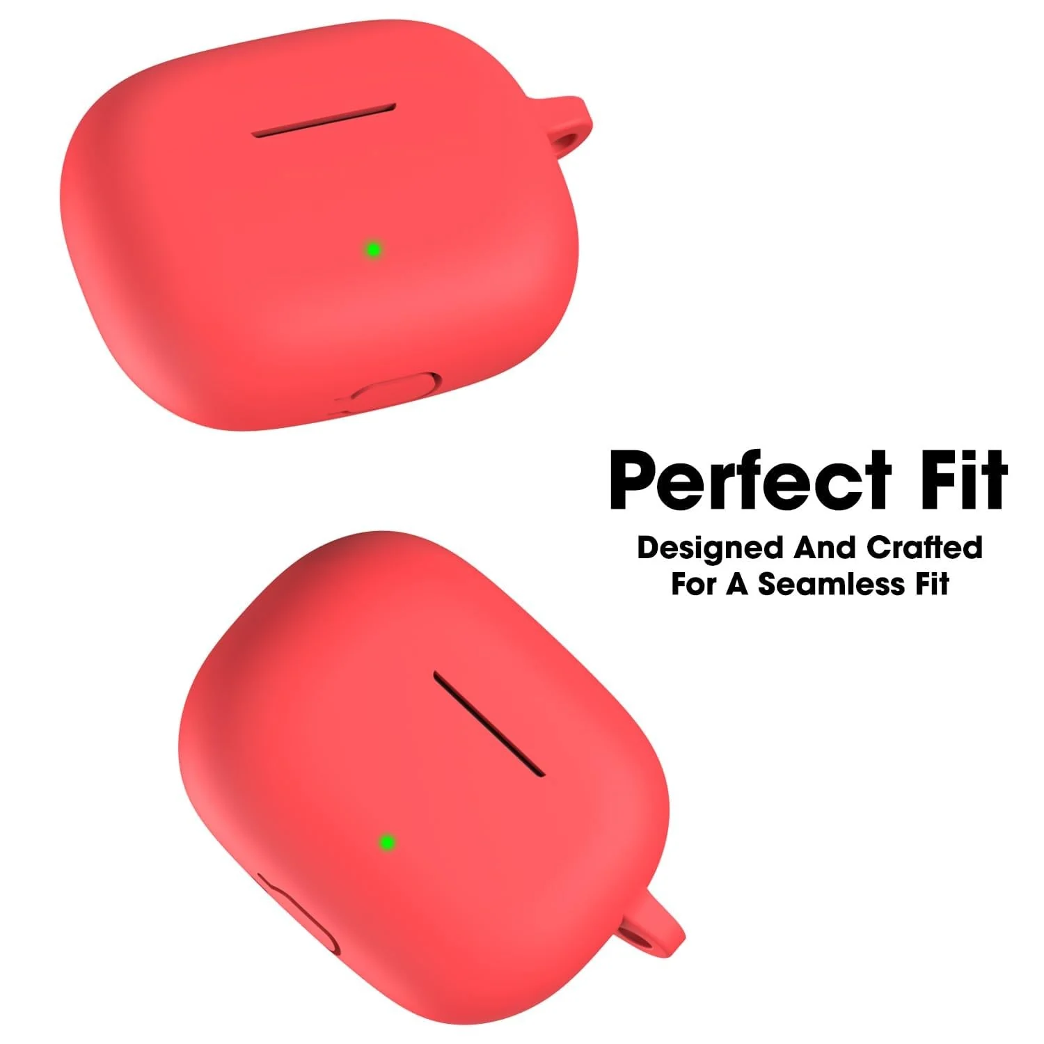 DL3 Mobilak Silicone Case Compatible with realme Buds T300 TWS Earbuds, Soft Silicone Protective Case Cover, Shockproof Sleeve with Carabiner For realme Buds T300 TWS - Red