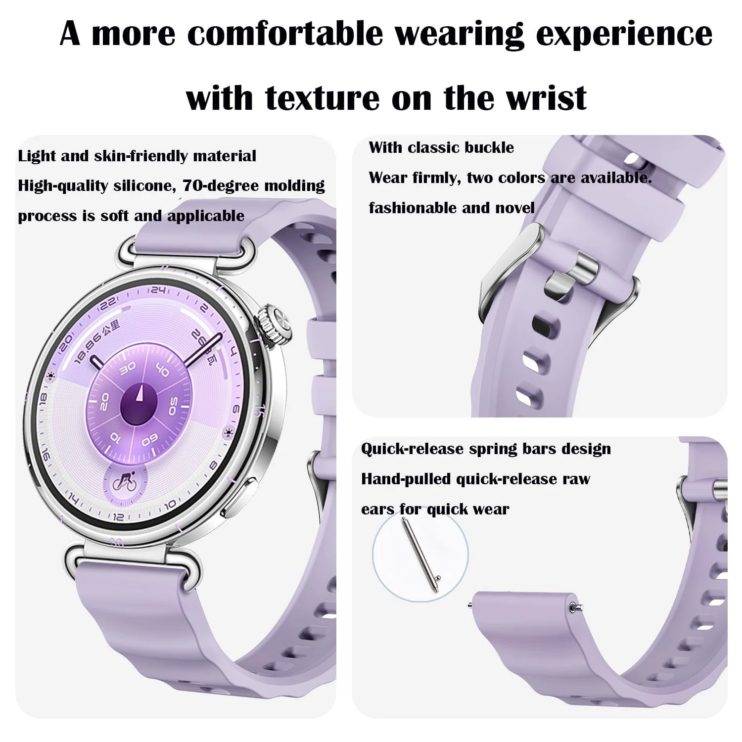 DL3 Mobilak 18mm Silicone Strap Compatible with Huawei Watch GT 6 41mm/GT 5 Pro 42 mm/GT5 41mm/GT4 41 mm/Huawei Watch 5 42mm, 18 mm Silicone Sport Replacement Band for Venu 2S/3S/Vivomove 3S/4S - Red