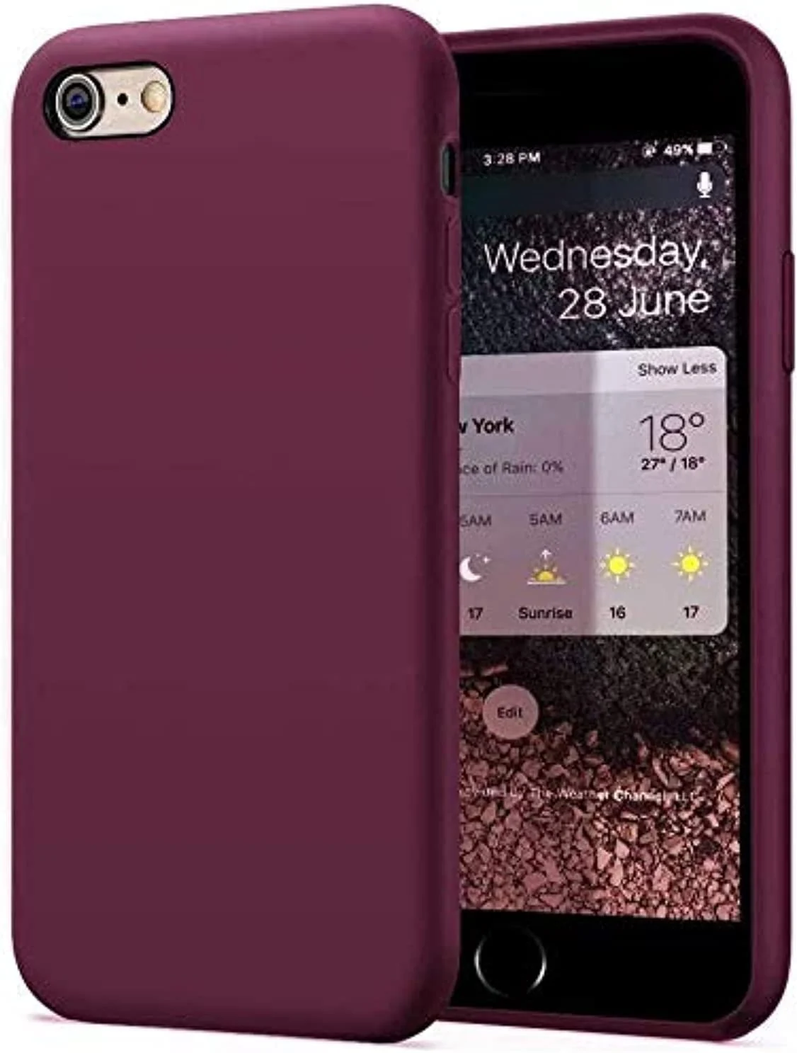 DL3 Mobilak Liquid Silicone Protective Case for iPhone 6 / 6S with Camera Protection and Microfiber Lining - Wine Red