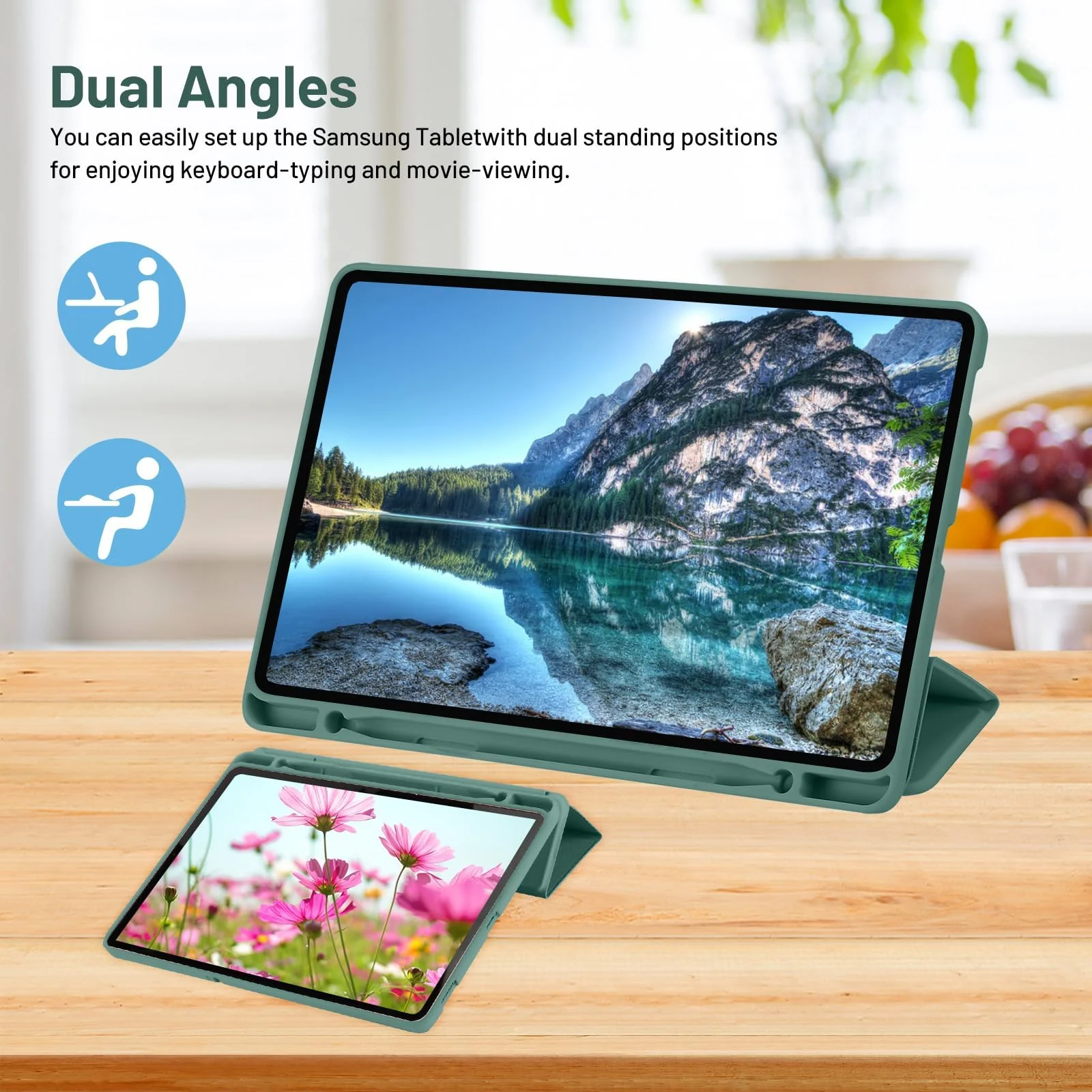 DL3 Mobilak Smart Case For Xiaomi Redmi Pad SE 11 inch Tablet 2023 Cover with Pencil Holder, Soft TPU Smart Stand Back Cover Auto Wake/Sleep - Green