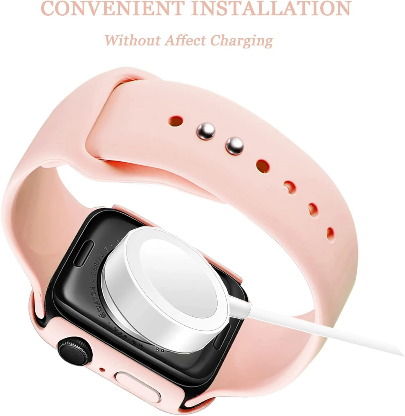 DL3 Mobilak Hard Case Designed for Apple Watch Series 9/8/7 45mm, Built-in 9H [HD Clear] Tempered Glass Screen Protector, [Full Protection] Slim Cover for iWatchSeries 9/8/7 45mm - Pink
